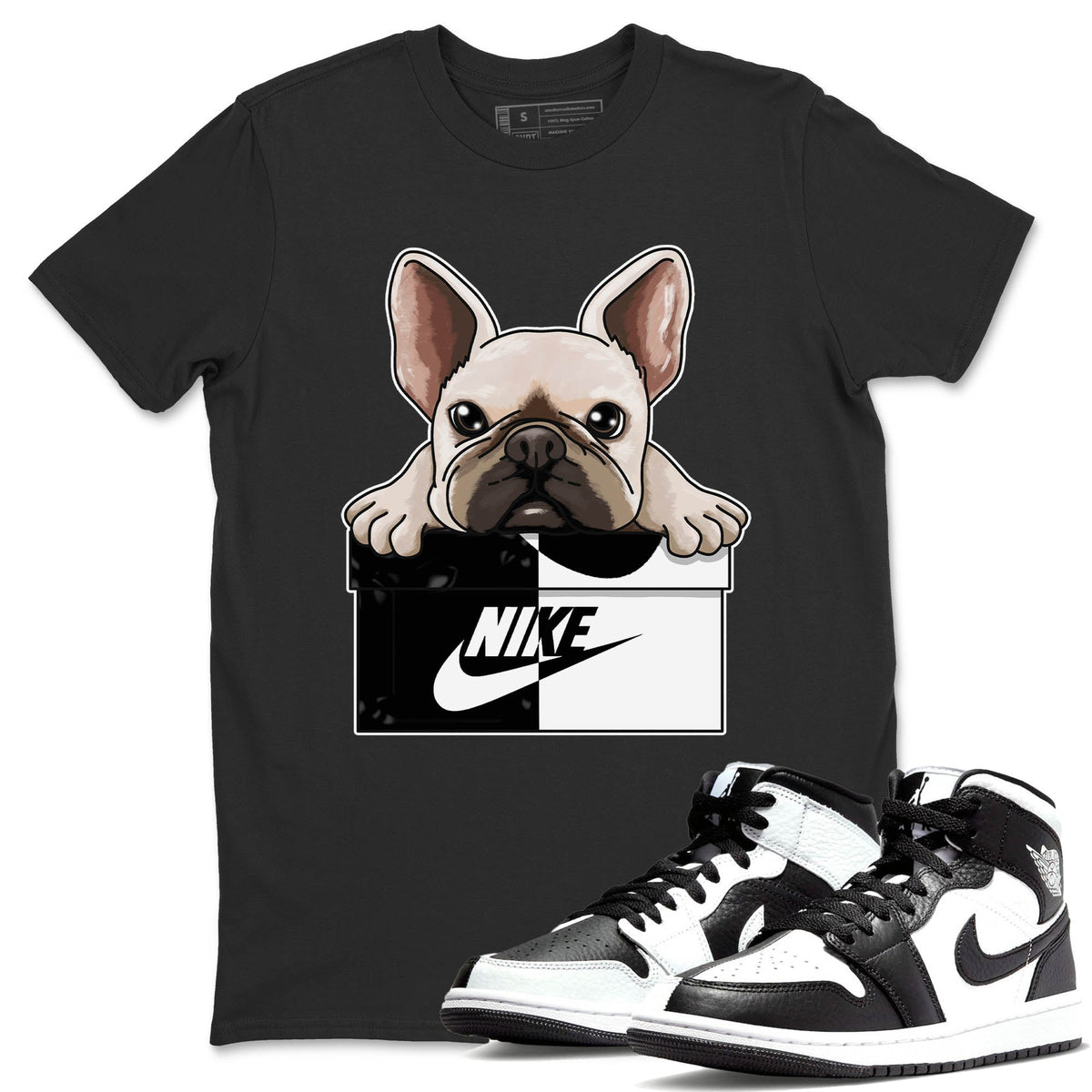 Jordan 1 Homage Sneaker Matching T-Shirt French Bulldog Sneaker Tees Jordan 1 Homage Sneaker Release Tees Crew Neck Tees