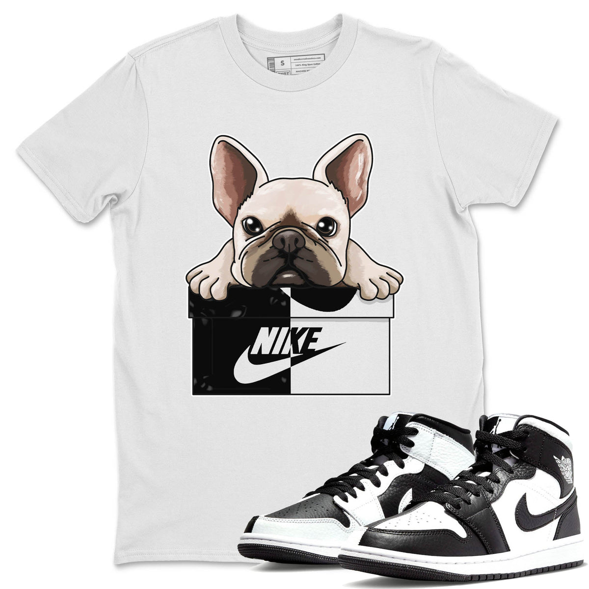 Jordan 1 Homage Sneaker Matching T-Shirt French Bulldog Sneaker Tees Jordan 1 Homage Sneaker Release Tees Crew Neck Tees