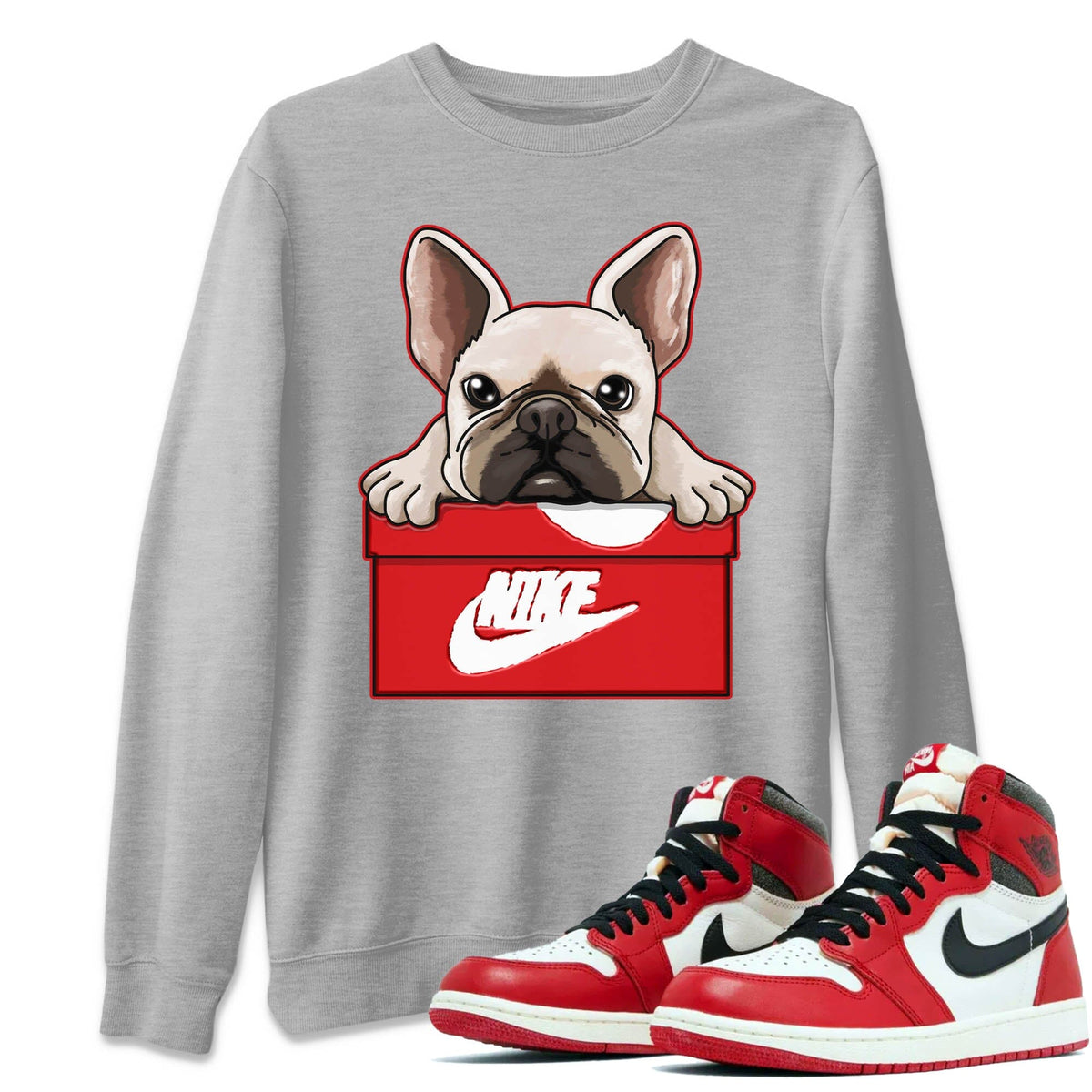 Jordan 1 lost & found Sneaker Matching T-Shirt French Bulldog Sneaker Tees Jordan 1 lost & found Sneaker Release Tees Crew Neck Tees