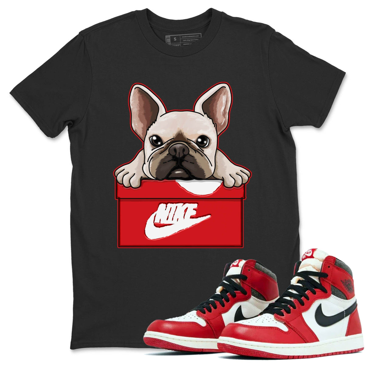 Jordan 1 lost & found Sneaker Matching T-Shirt French Bulldog Sneaker Tees Jordan 1 lost & found Sneaker Release Tees Crew Neck Tees