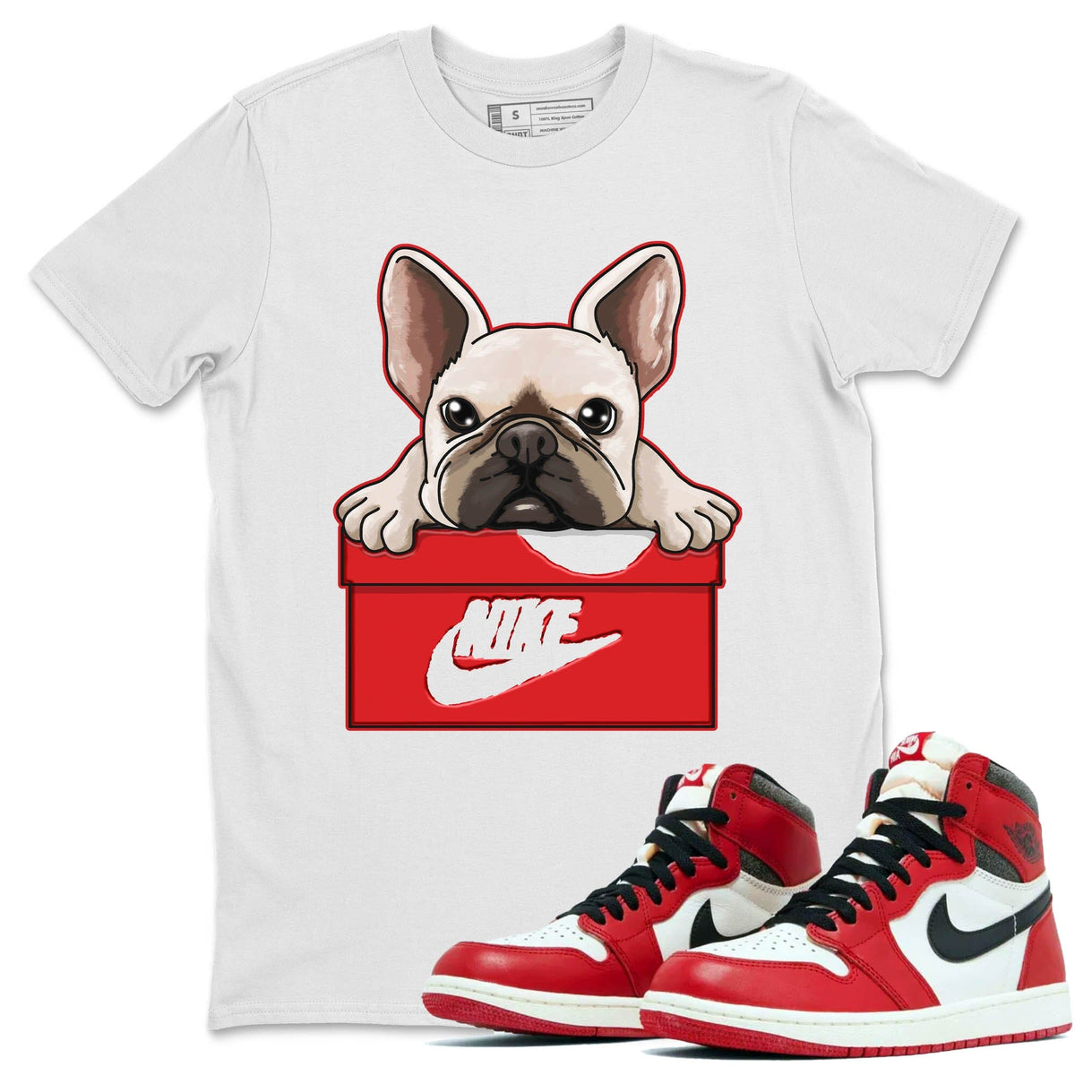 Jordan 1 lost & found Sneaker Matching T-Shirt French Bulldog Sneaker Tees Jordan 1 lost & found Sneaker Release Tees Crew Neck Tees