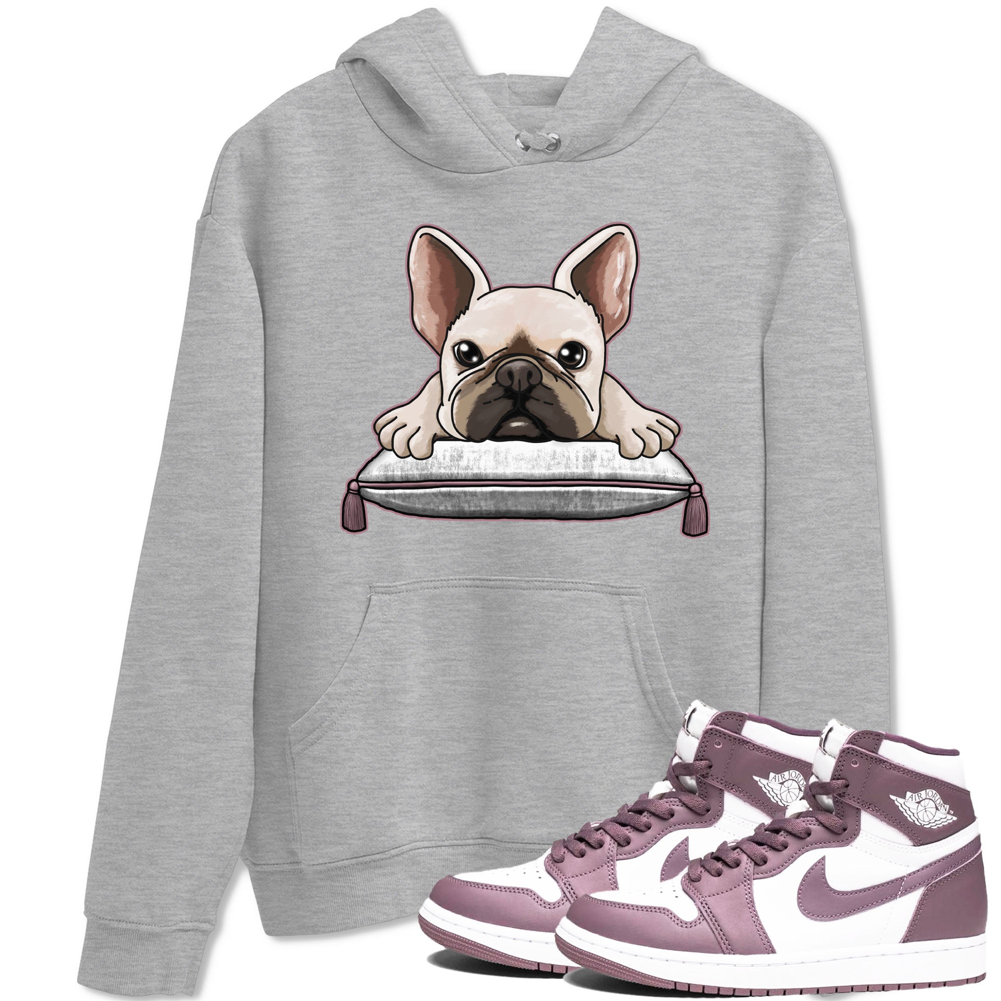 Air Jordan 1 Mauve shirt to match jordans French Bulldog sneaker tees AJ1 Mauve Drip Gear Zone Sneaker Matching Clothing Brand Unisex Sneaker Tee Heather Grey 1 T-Shirt