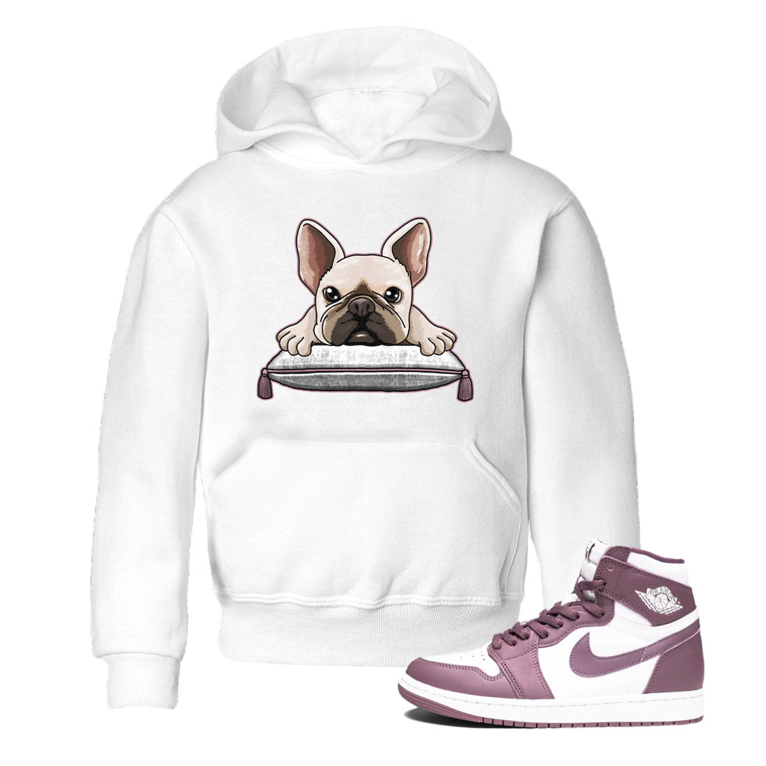 Air Jordan 1 Mauve shirt to match jordans French Bulldog sneaker tees AJ1 Mauve Drip Gear Zone Sneaker Matching Clothing Brand Baby Toddler White 1 T-Shirt