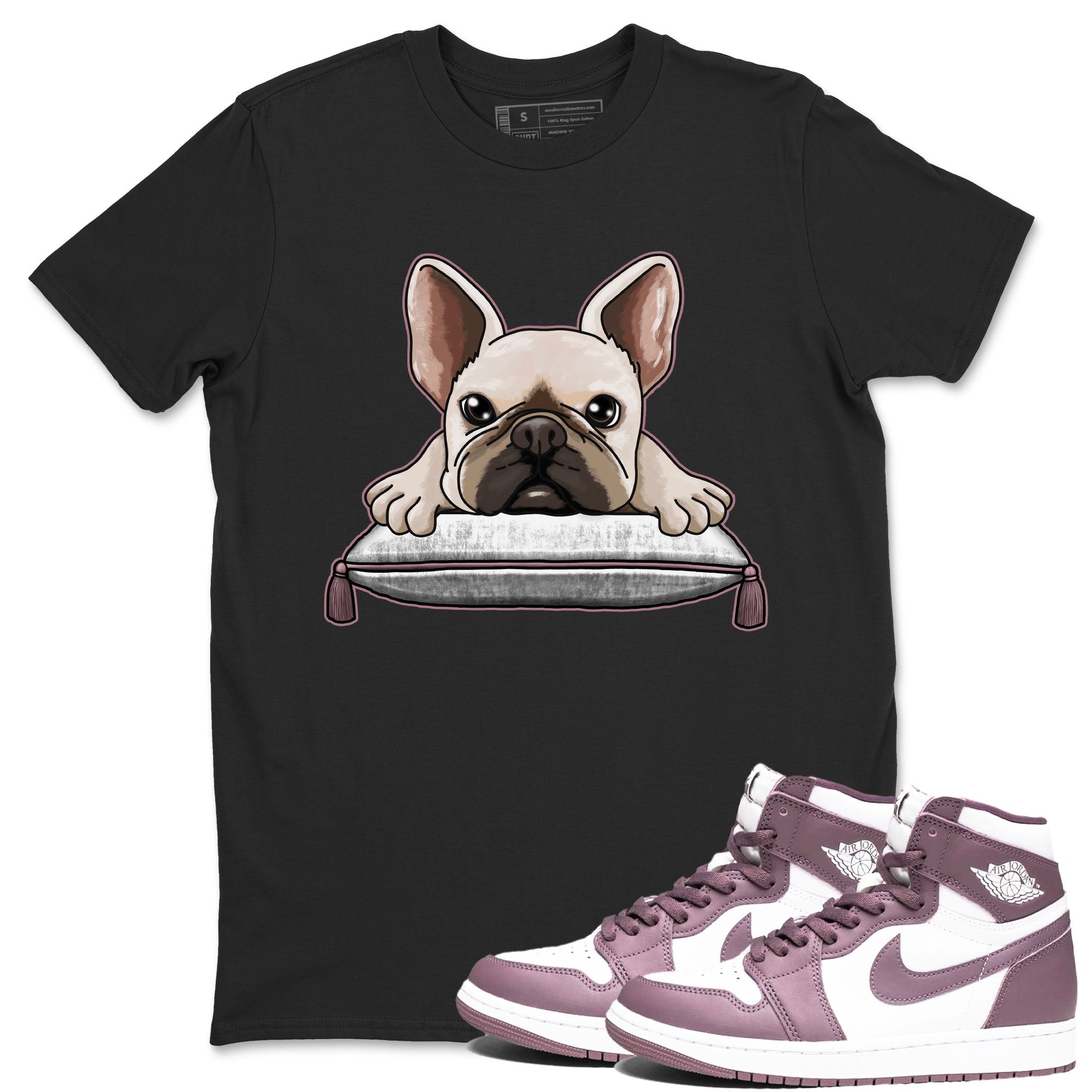 Air Jordan 1 Mauve shirt to match jordans French Bulldog sneaker tees AJ1 Mauve Drip Gear Zone Sneaker Matching Clothing Brand Unisex Sneaker Tee Black 1 T-Shirt