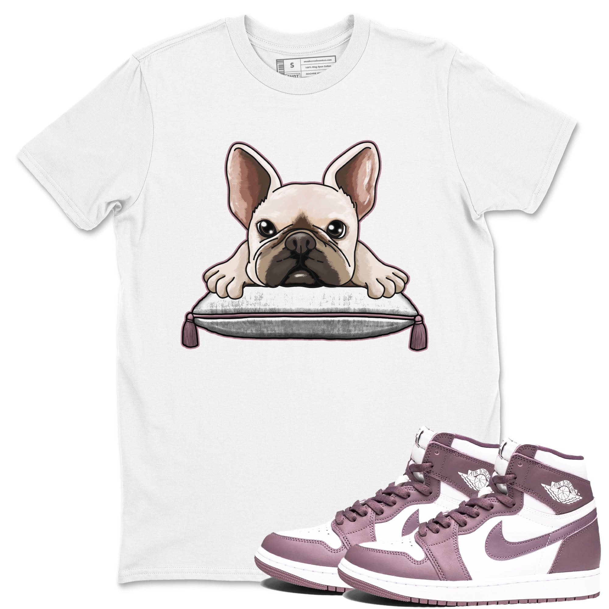 Air Jordan 1 Mauve shirt to match jordans French Bulldog sneaker tees AJ1 Mauve Drip Gear Zone Sneaker Matching Clothing Brand Unisex Sneaker Tee White 1 T-Shirt