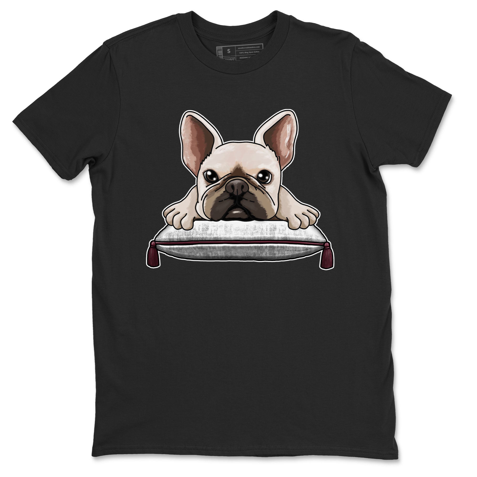 AJ1 Metalic Burgundy shirt to match jordans French Bulldog sneaker tees Air Jordan 1 Metalic Burgundy Drip Gear Zone unisex cotton Black 2 crew neck shirt