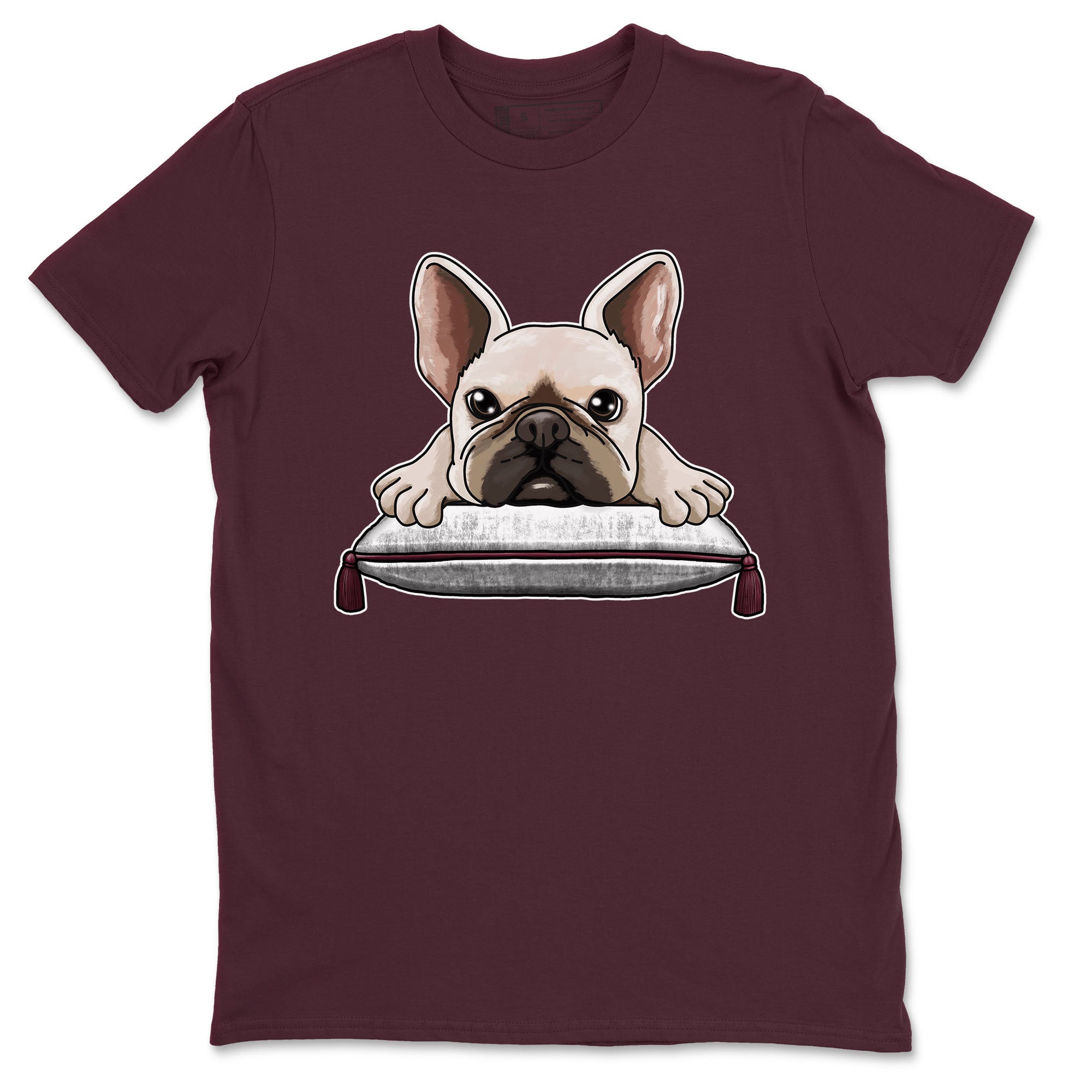 AJ1 Metalic Burgundy shirt to match jordans French Bulldog sneaker tees Air Jordan 1 Metalic Burgundy Drip Gear Zone unisex cotton Maroon 2 crew neck shirt