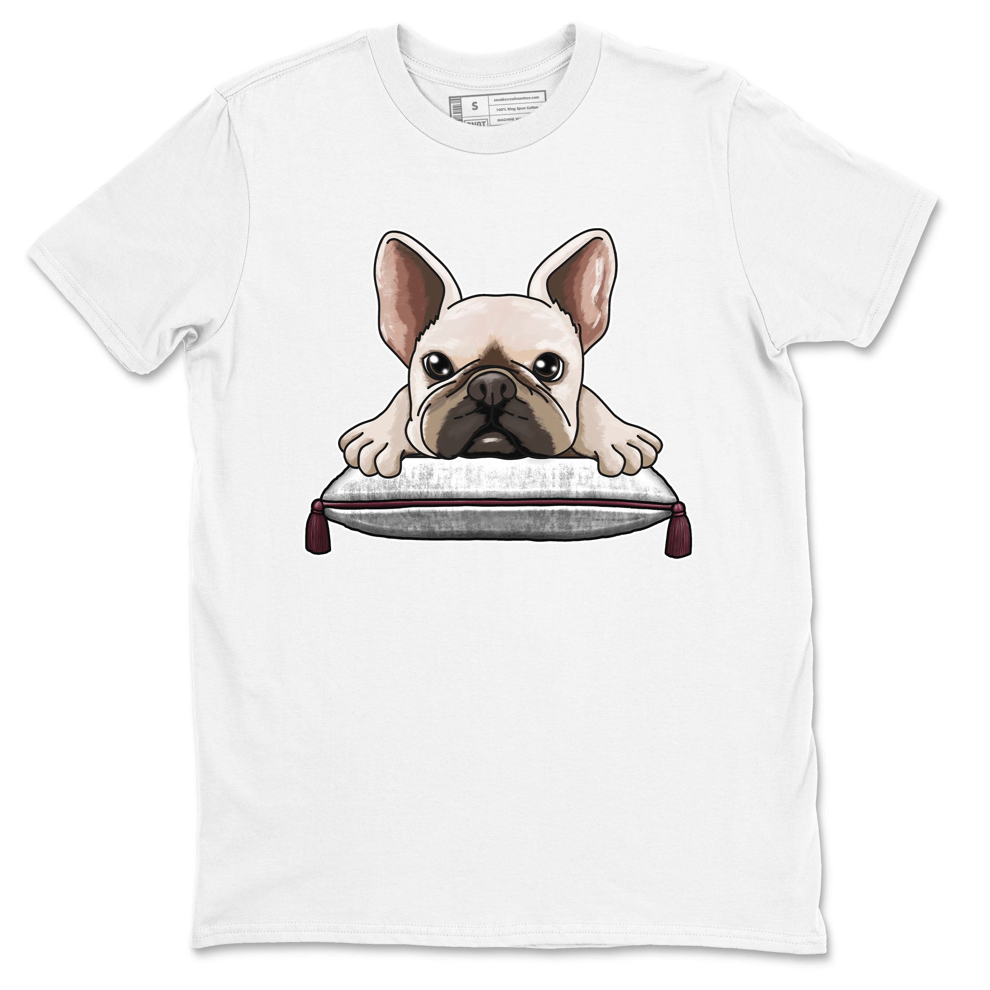 AJ1 Metalic Burgundy shirt to match jordans French Bulldog sneaker tees Air Jordan 1 Metalic Burgundy Drip Gear Zone unisex cotton White 2 crew neck shirt