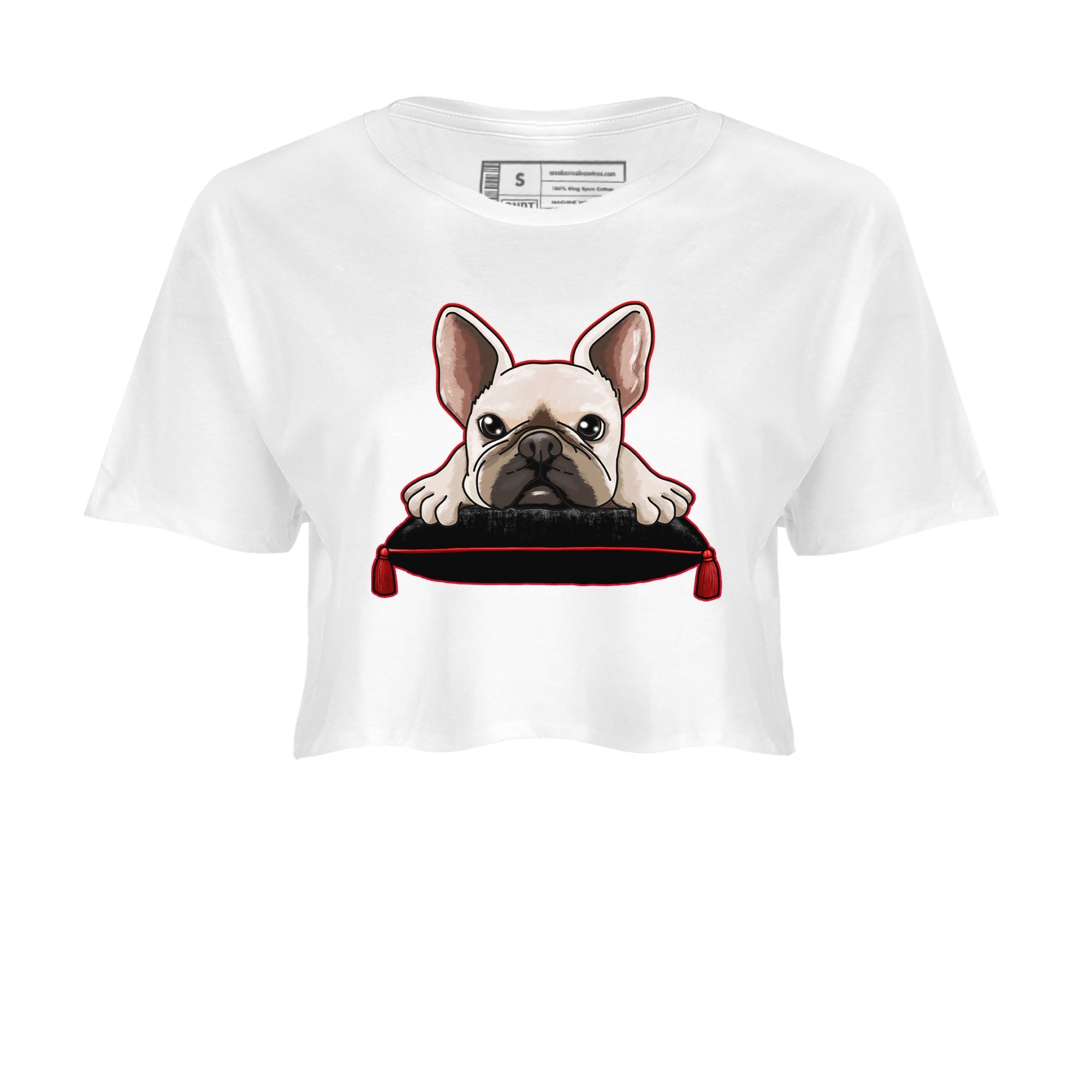 Air Jordan 1 Satin Bred shirt to match jordans French Bulldog sneaker tees AJ1 Retro Satin Bred Drip Gear Zone Sneaker Matching Clothing Brand White 2 Crop T-Shirt
