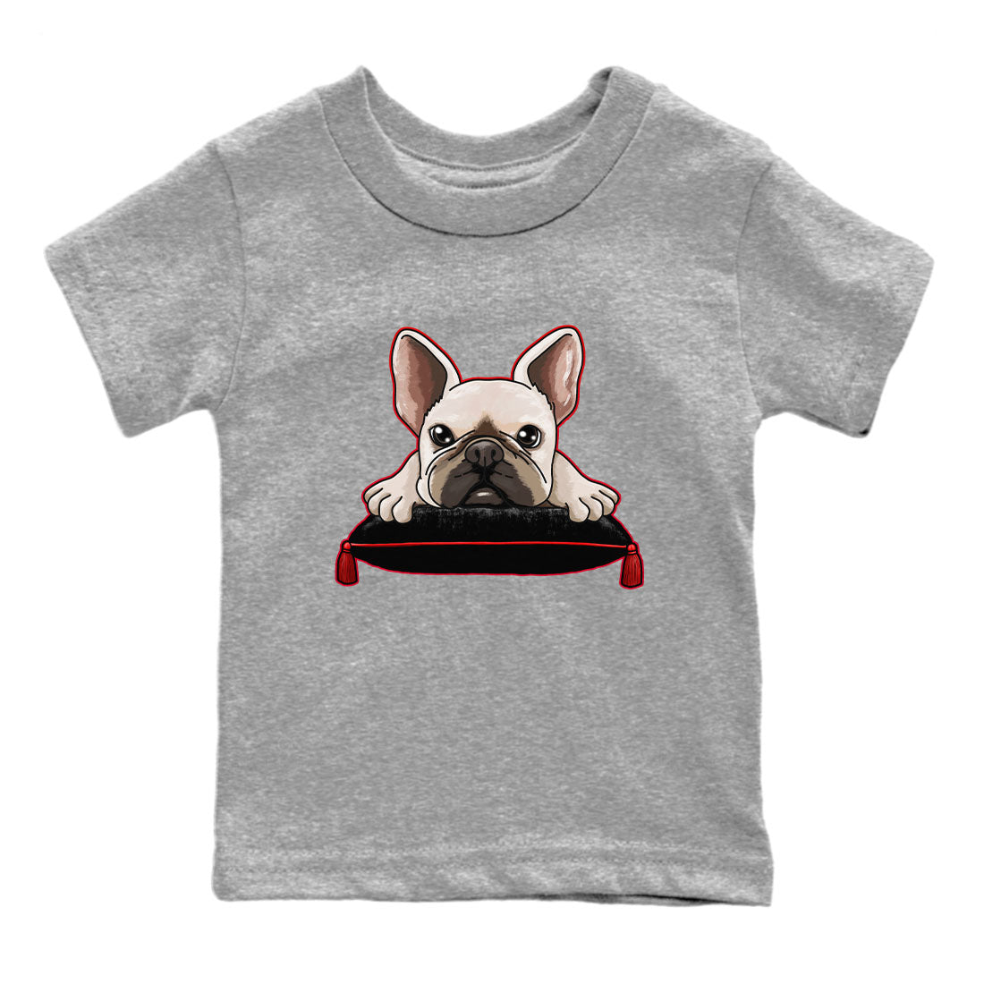 Air Jordan 1 Satin Bred shirt to match jordans French Bulldog sneaker tees AJ1 Retro Satin Bred Drip Gear Zone Sneaker Matching Clothing Brand Baby Toddler Heather Grey 2 T-Shirt