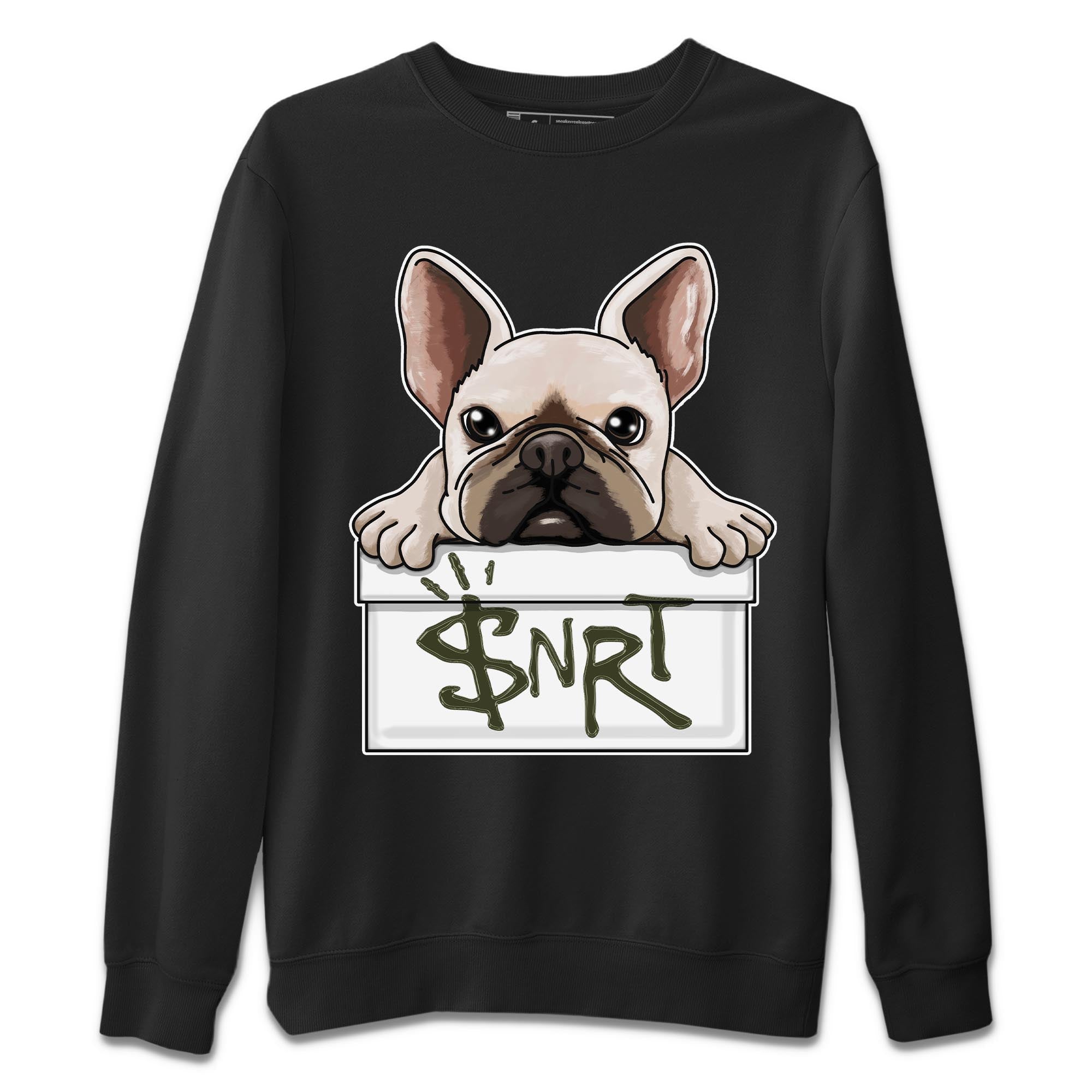 Air Jordan 1 Travis Scott Olive Sneaker Match Tees French Bulldog Streetwear Sneaker Shirt AJ1 Travis Scott Olive Sneaker Release Tees Unisex Shirts Black 2