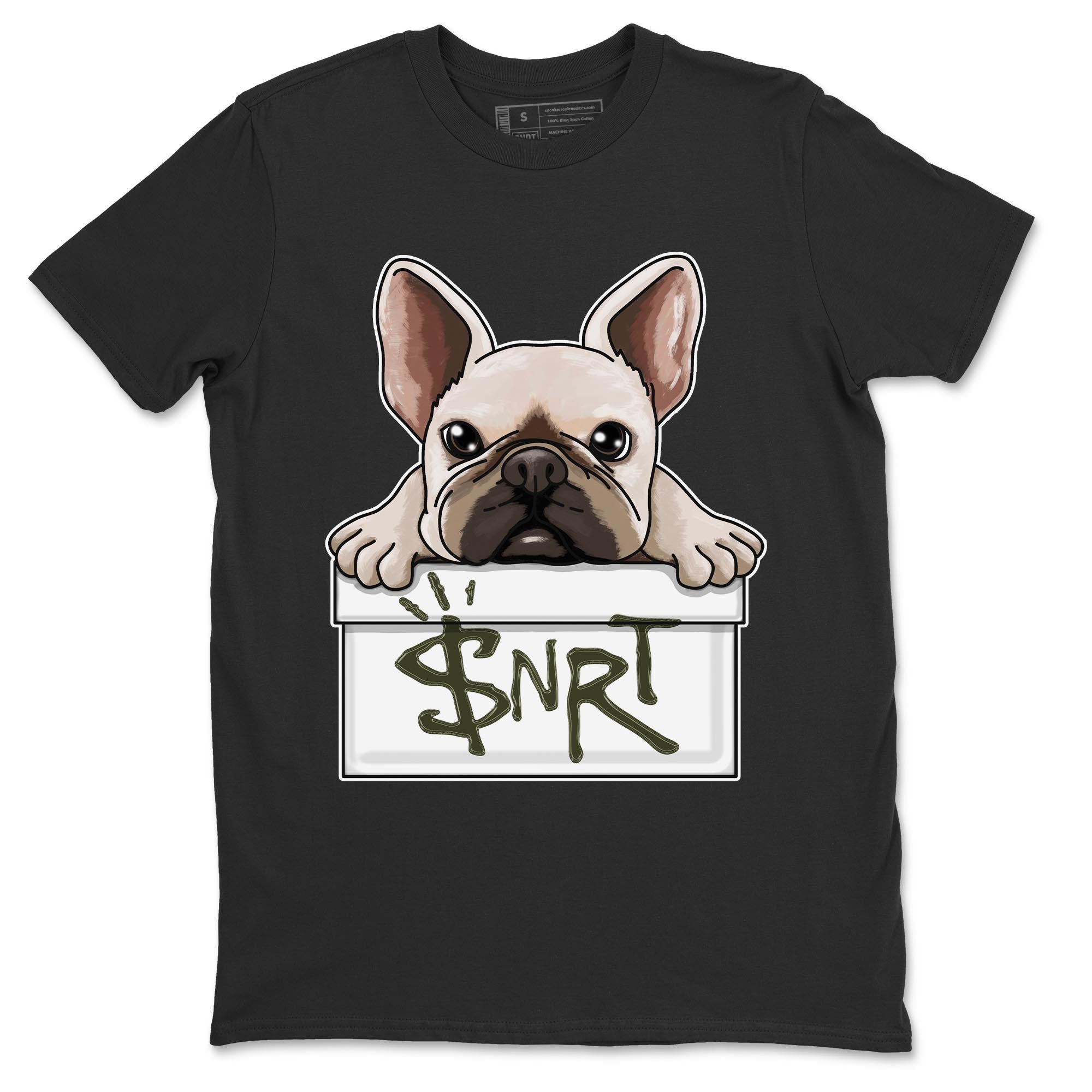Air Jordan 1 Travis Scott Olive Sneaker Match Tees French Bulldog Streetwear Sneaker Shirt AJ1 Travis Scott Olive Sneaker Release Tees Unisex Shirts Black 2