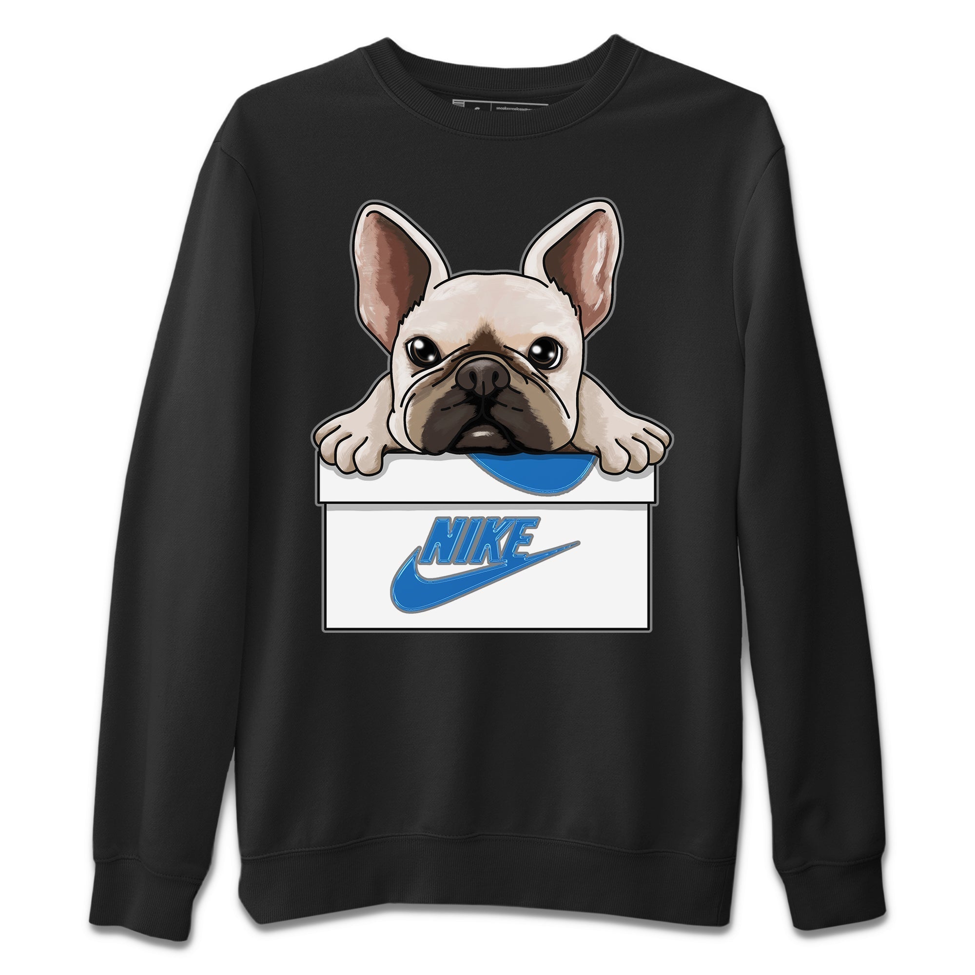 Jordan 1 True Blue Sneaker Matching T-Shirt French Bulldog Sneaker Tees Jordan 1 True Blue Sneaker Release Tees Crew Neck Tees