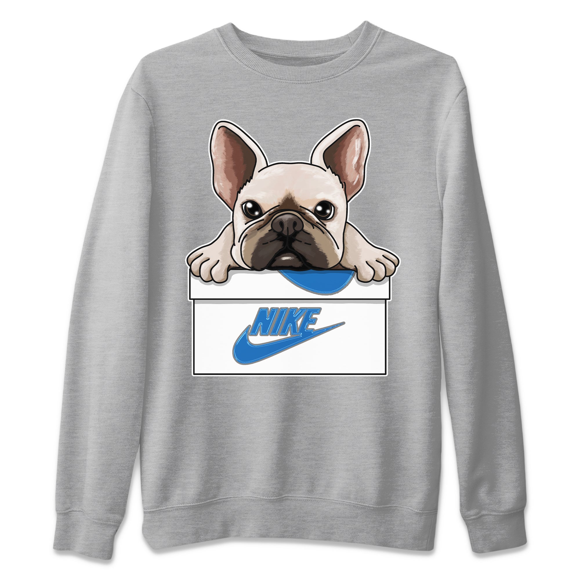 Jordan 1 True Blue Sneaker Matching T-Shirt French Bulldog Sneaker Tees Jordan 1 True Blue Sneaker Release Tees Crew Neck Tees