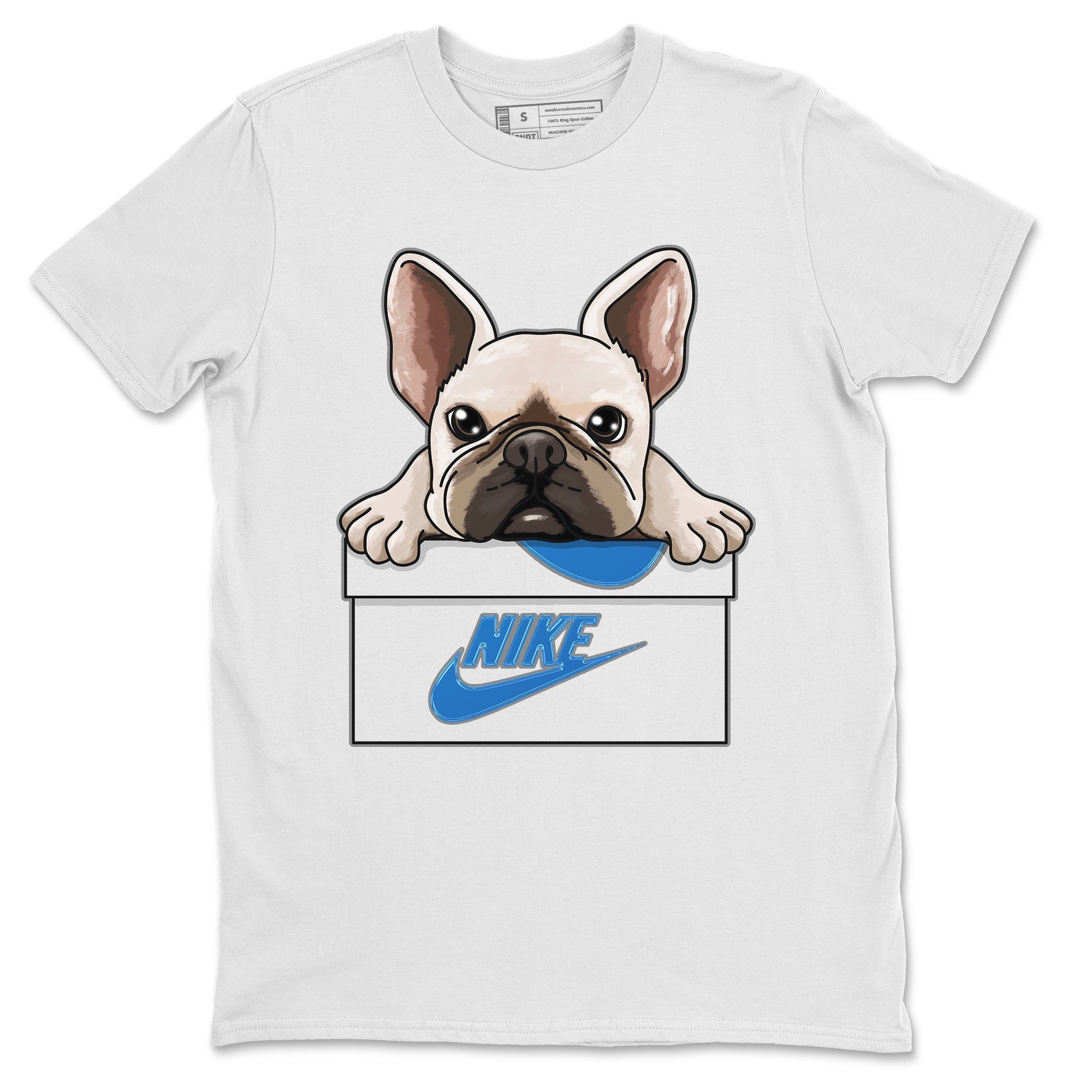 Jordan 1 True Blue Sneaker Matching T-Shirt French Bulldog Sneaker Tees Jordan 1 True Blue Sneaker Release Tees Crew Neck Tees