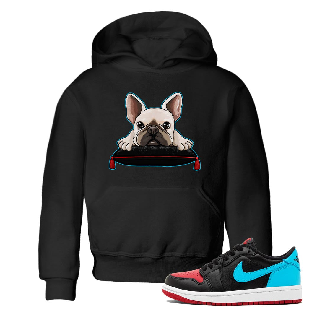Air Jordan 1 Low UNC to Chicago shirt to match jordans French Bulldog Streetwear Sneaker Shirt Air Jordan 1 UNC to Chicago Drip Gear Zone Sneaker Matching Clothing Baby Toddler Black 1 T-Shirt