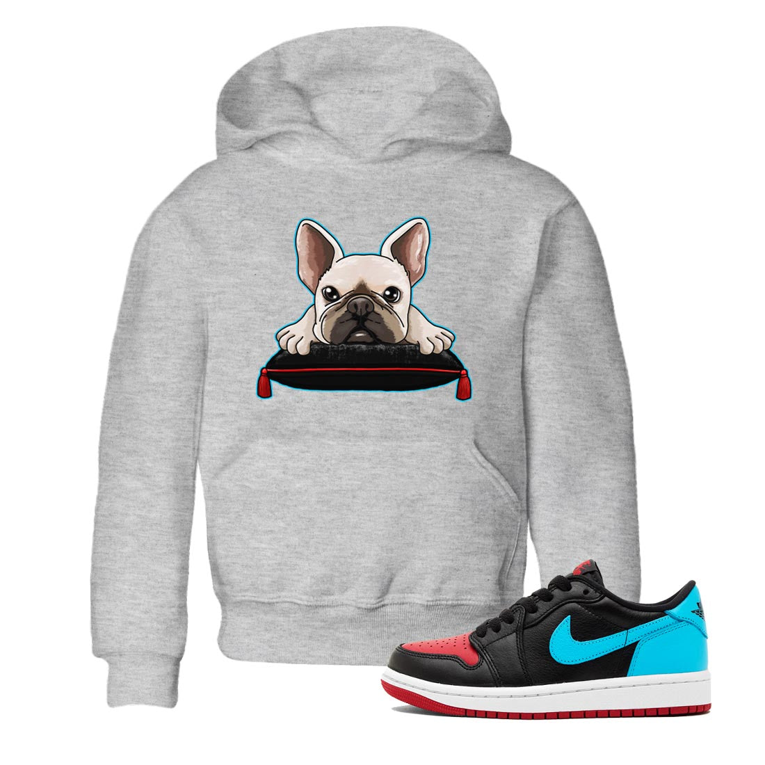 Air Jordan 1 Low UNC to Chicago shirt to match jordans French Bulldog Streetwear Sneaker Shirt Air Jordan 1 UNC to Chicago Drip Gear Zone Sneaker Matching Clothing Baby Toddler Heather Grey 1 T-Shirt