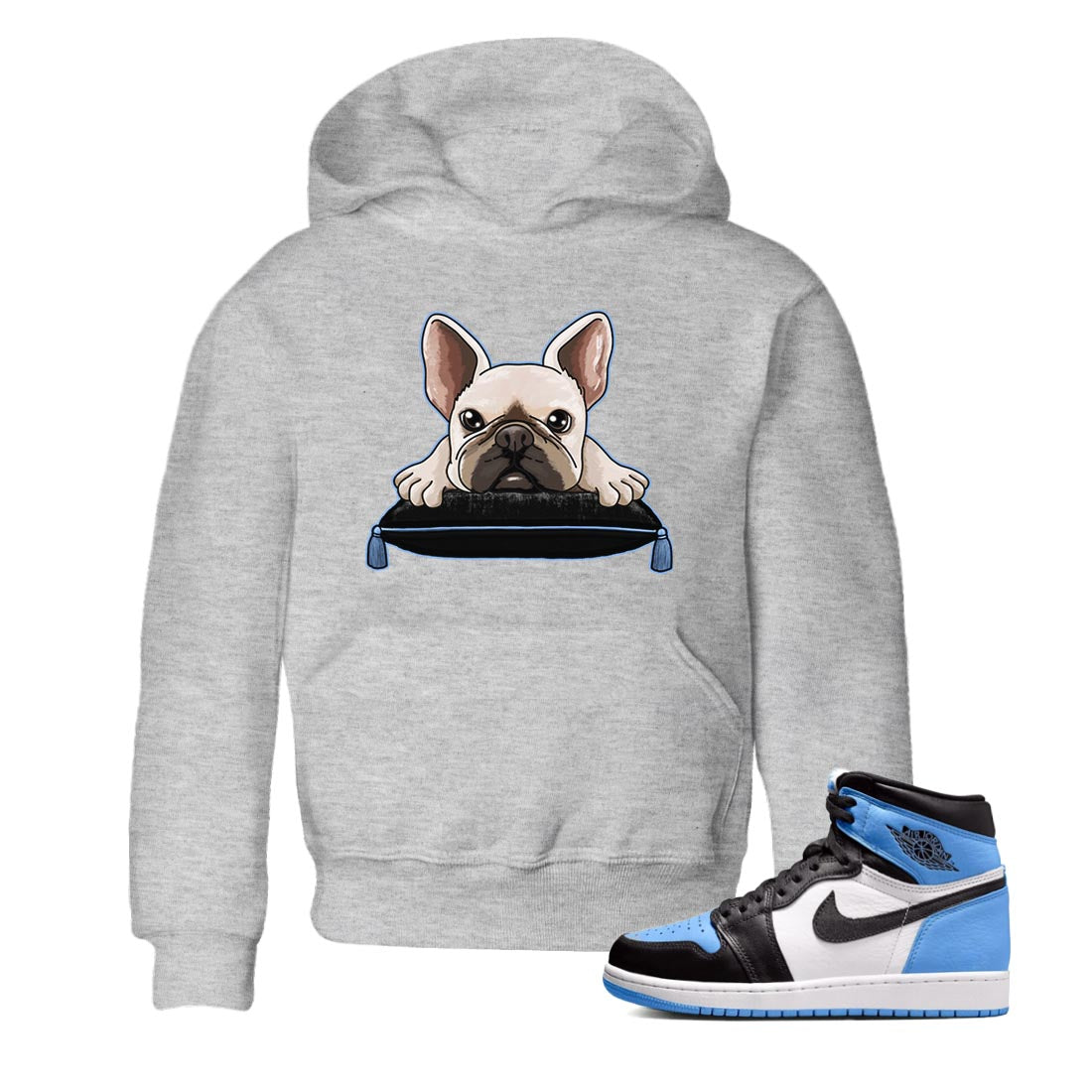 Air Jordan 1 Retro High OG University Blue shirt to match jordans French Bulldog Streetwear Sneaker Shirt Air Jordan 1 UNC Toe Drip Gear Zone Sneaker Matching Clothing Baby Toddler Heather Grey 1 T-Shirt