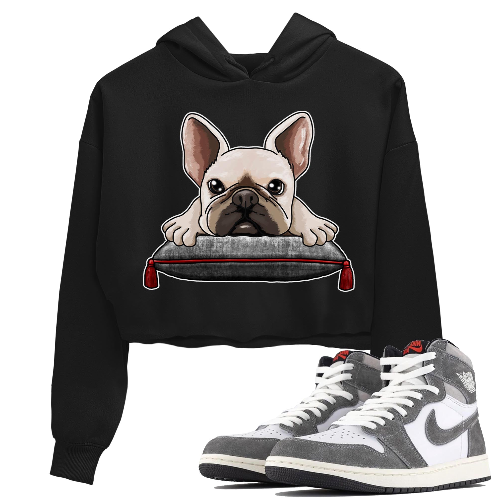 1s High OG Washed Heritage Sneaker Match Tees French Bulldog Streetwear Sneaker Shirt Air Jordan 1 Washed Heritage Sneaker Release Tees Women's Shirts Black 1