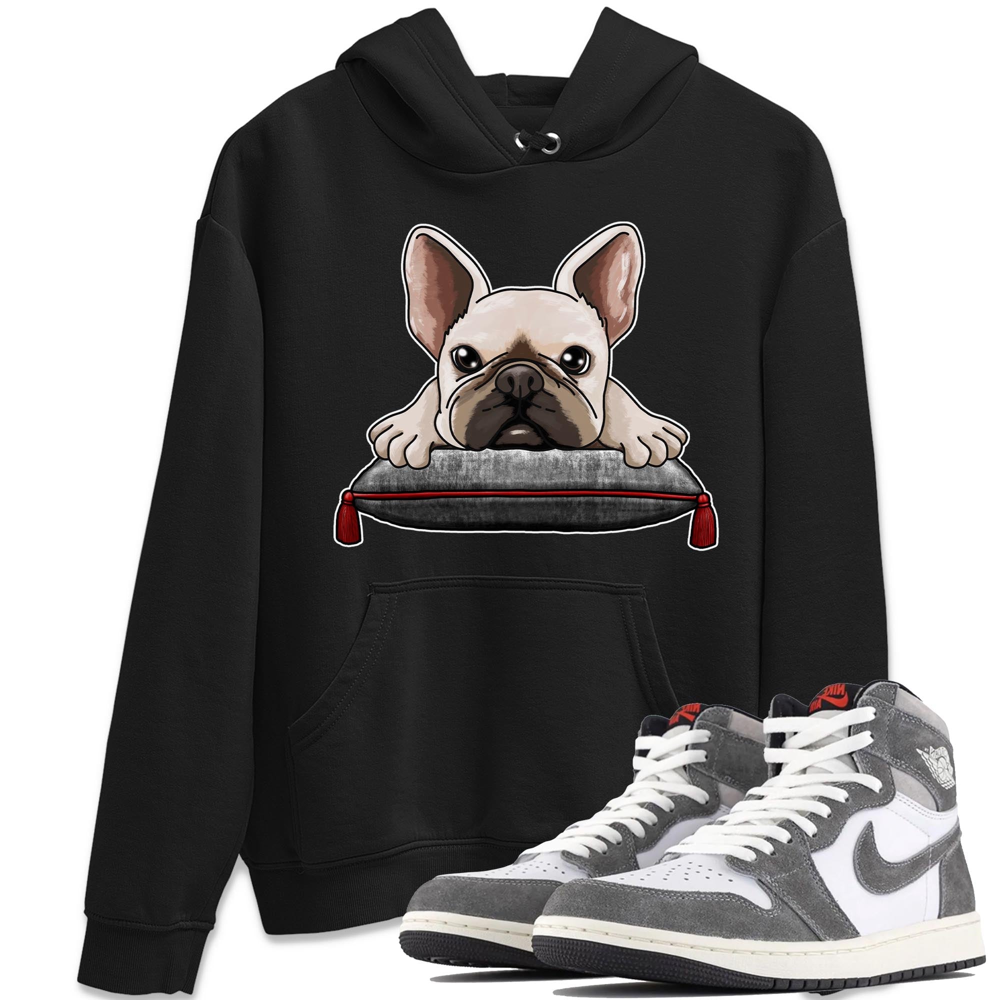 1s High OG Washed Heritage Sneaker Match Tees French Bulldog Streetwear Sneaker Shirt Air Jordan 1 Washed Heritage Sneaker Release Tees Unisex Shirts Black 1