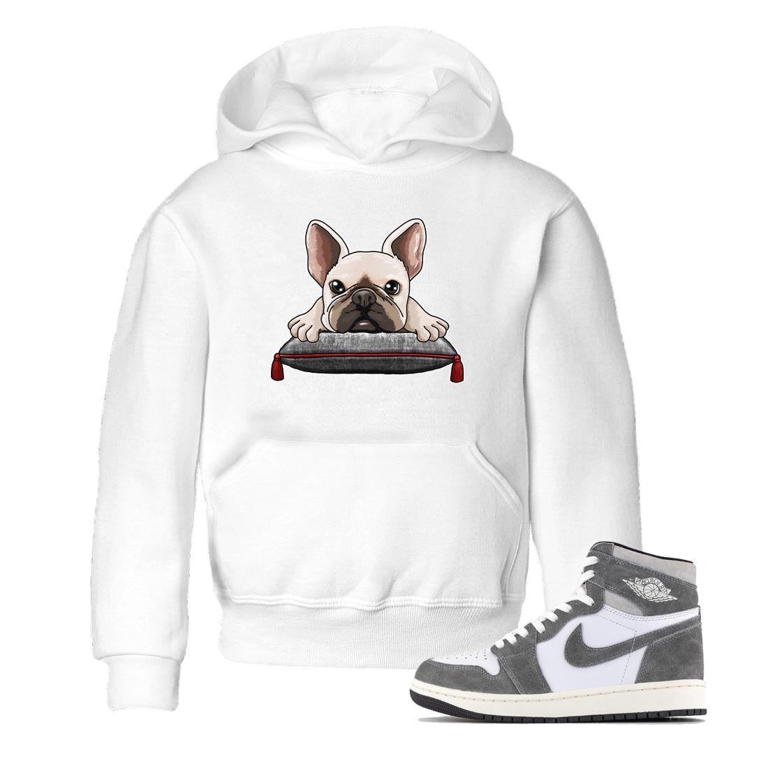 1s High OG Washed Heritage Sneaker Match Tees French Bulldog Streetwear Sneaker Shirt Air Jordan 1 Washed Heritage Sneaker Release Tees Kids Shirts White 1