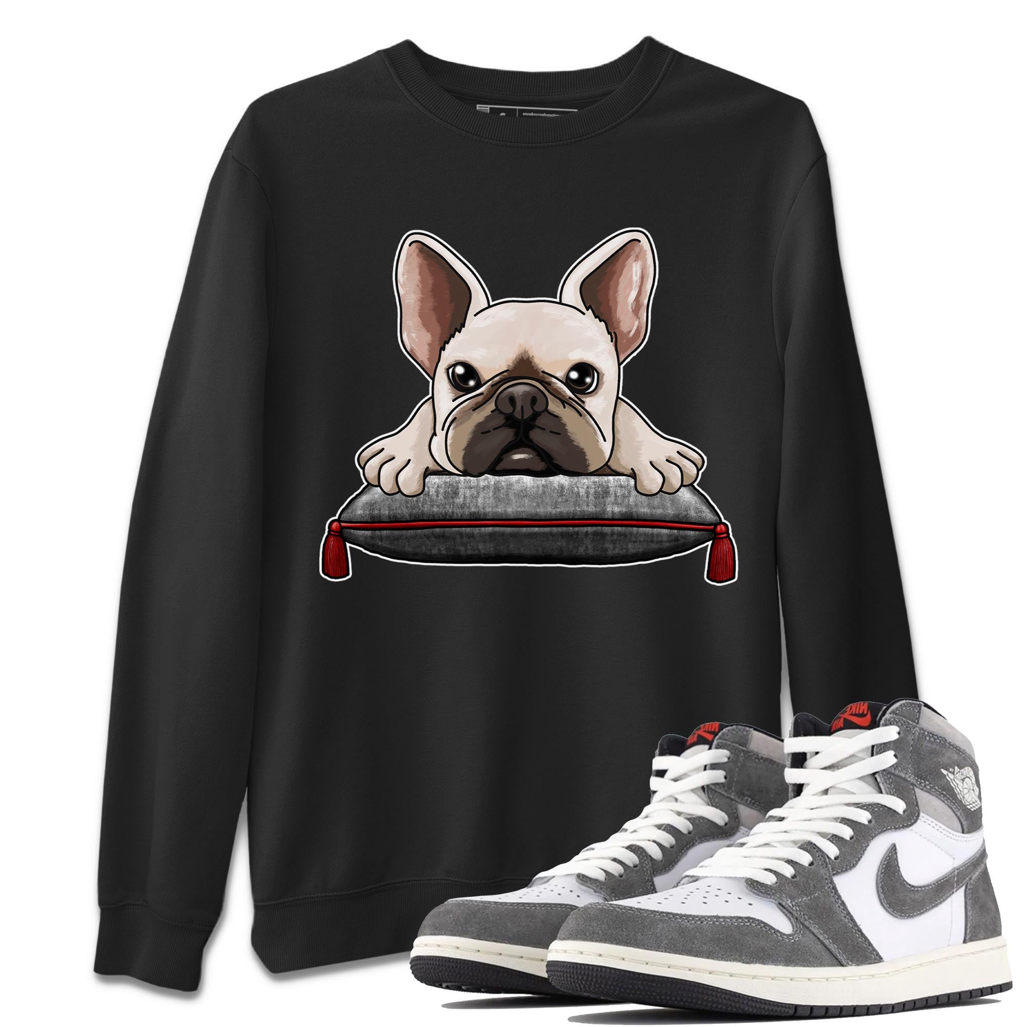 1s High OG Washed Heritage Sneaker Match Tees French Bulldog Streetwear Sneaker Shirt Air Jordan 1 Washed Heritage Sneaker Release Tees Unisex Shirts Black 1