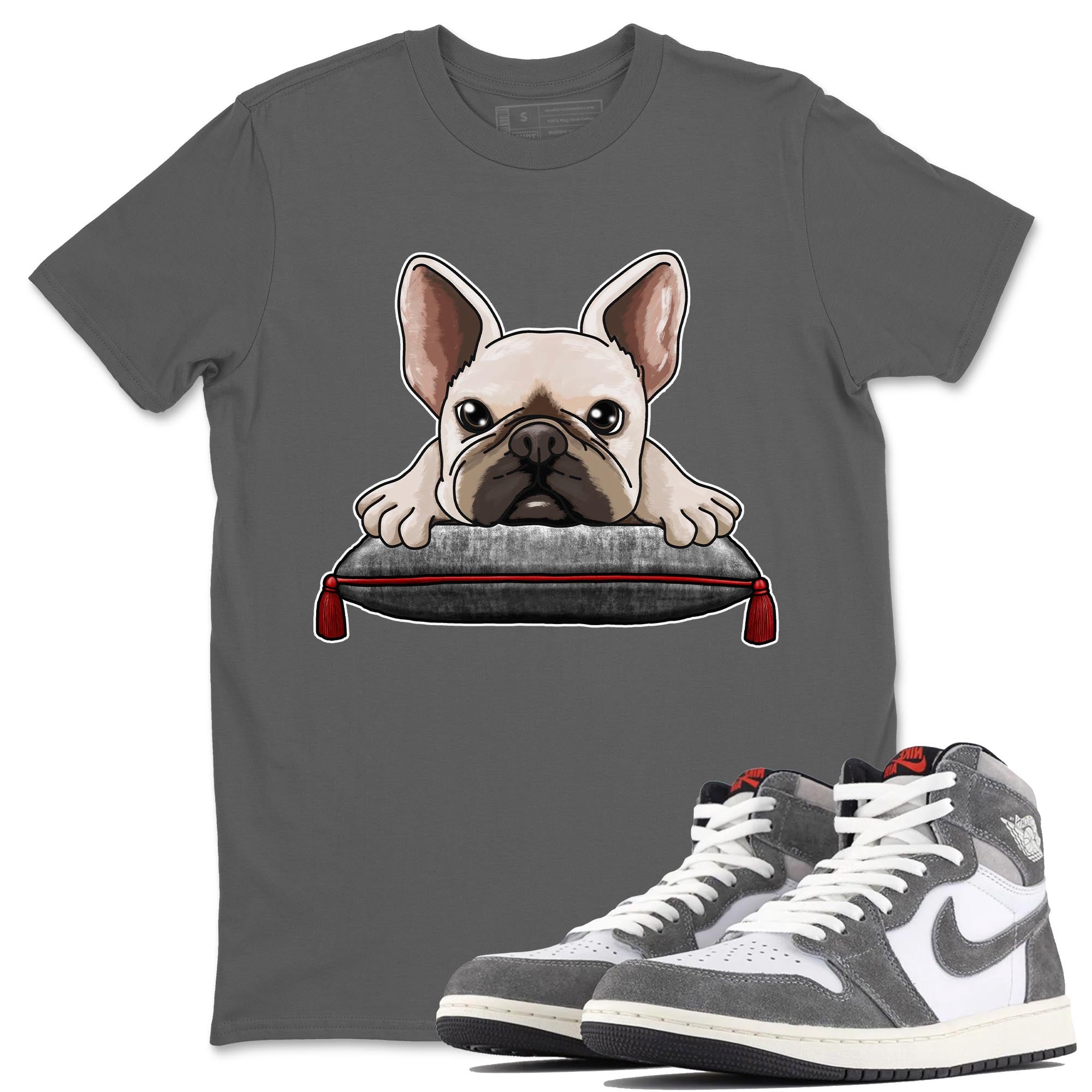 1s High OG Washed Heritage Sneaker Match Tees French Bulldog Streetwear Sneaker Shirt Air Jordan 1 Washed Heritage Sneaker Release Tees Unisex Shirts Cool Grey 1