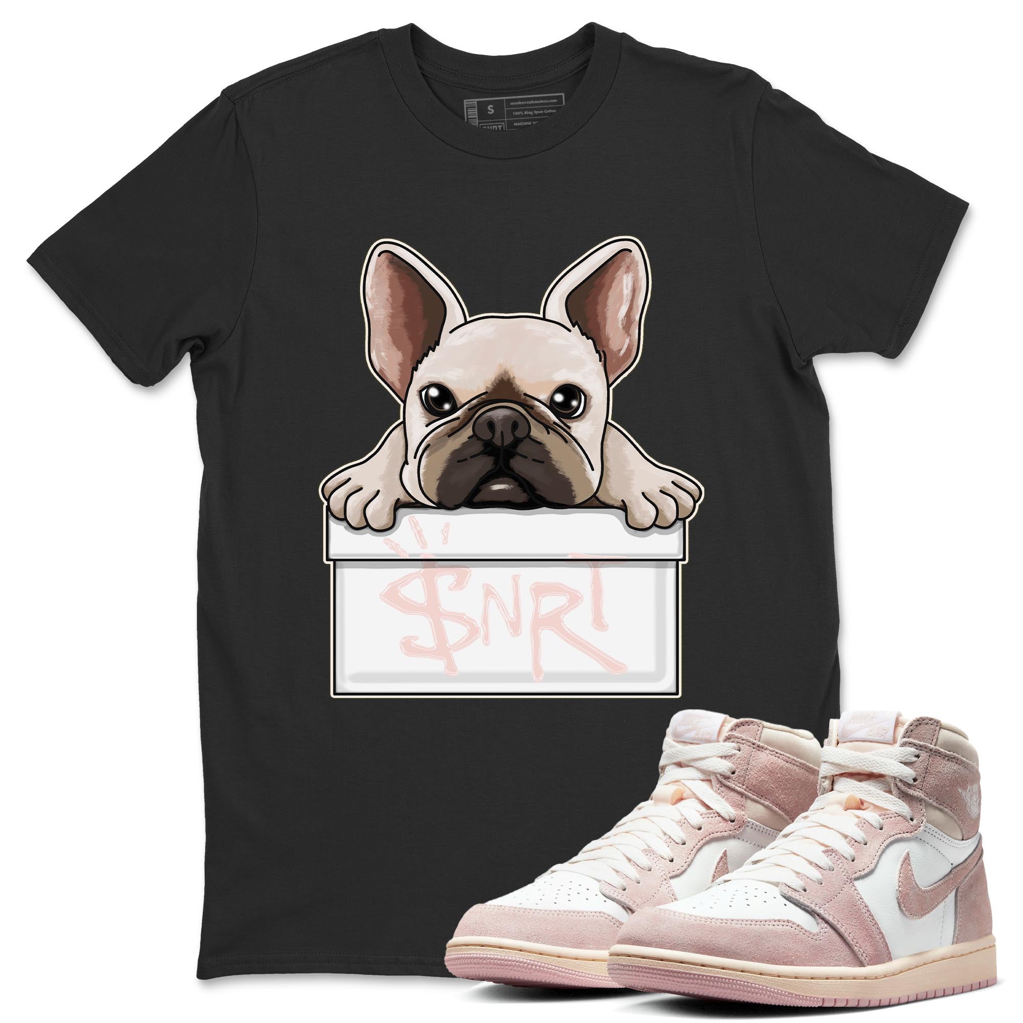 Air Jordan 1 Washed Pink Sneaker Match Tees French Bulldog Streetwear Sneaker Shirt AJ1 Washed Pink Sneaker Release Tees Unisex Shirts Black 1