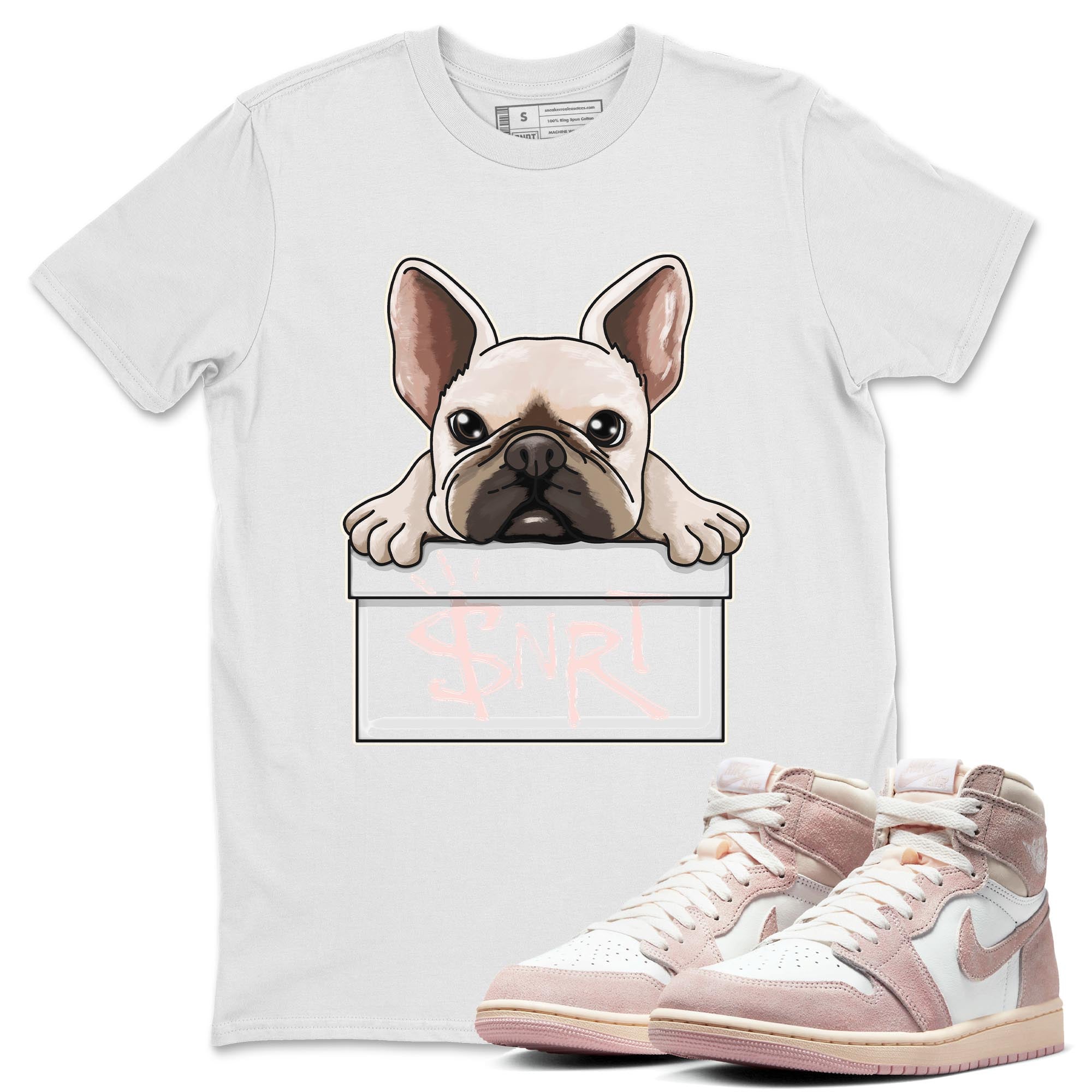 Air Jordan 1 Washed Pink Sneaker Match Tees French Bulldog Streetwear Sneaker Shirt AJ1 Washed Pink Sneaker Release Tees Unisex Shirts White 1