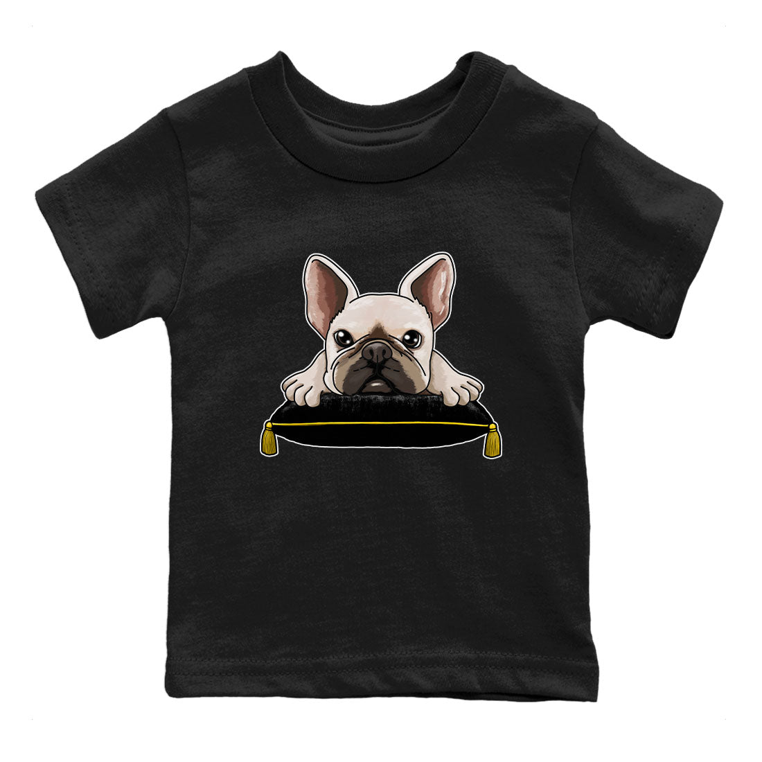 1s Yellow Ochre shirt to match jordans French Bulldog sneaker tees Air Jordan 1 High OG Yellow Ochre Drip Gear Zone baby toddler Black 2 cotton Shirt