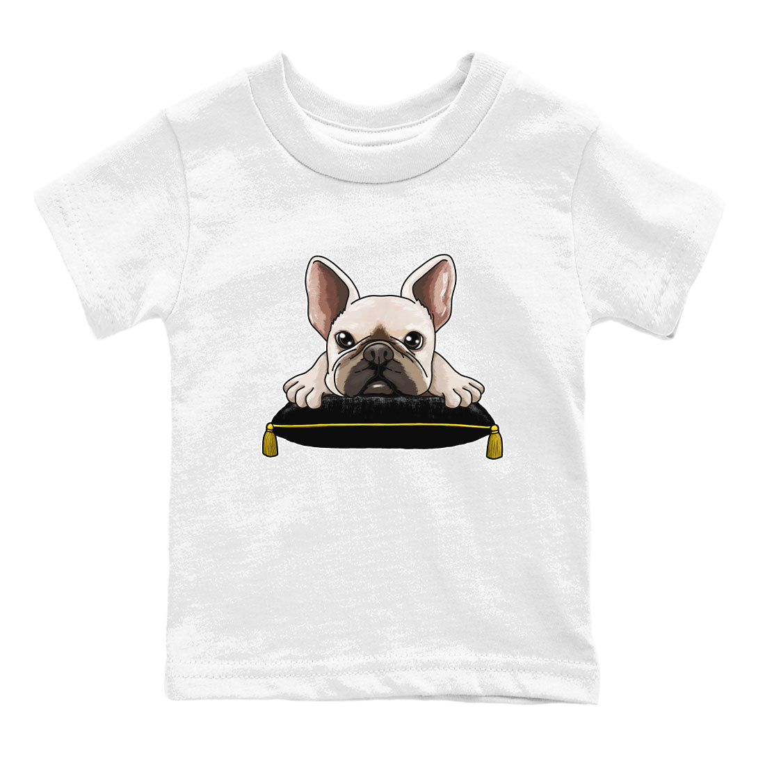 1s Yellow Ochre shirt to match jordans French Bulldog sneaker tees Air Jordan 1 High OG Yellow Ochre Drip Gear Zone baby toddler White 2 cotton Shirt