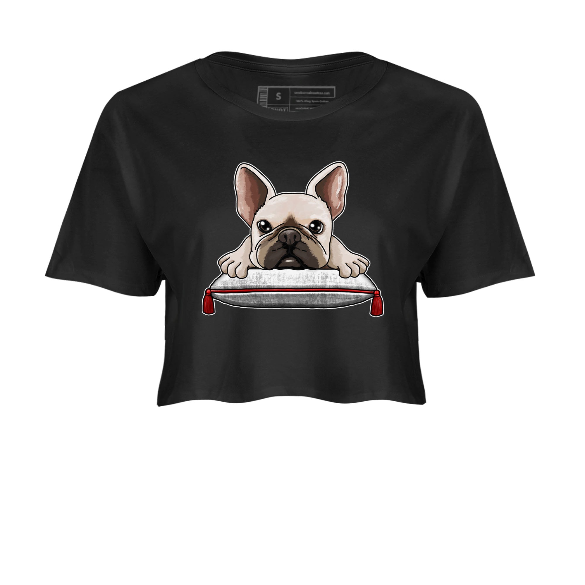 Jordan 12 Retro Cherry shirt to match jordans Varsity Red French Bulldog special sneaker matching tees 12s Cherry Drip Gear Zone Black 2 Crop T-Shirt