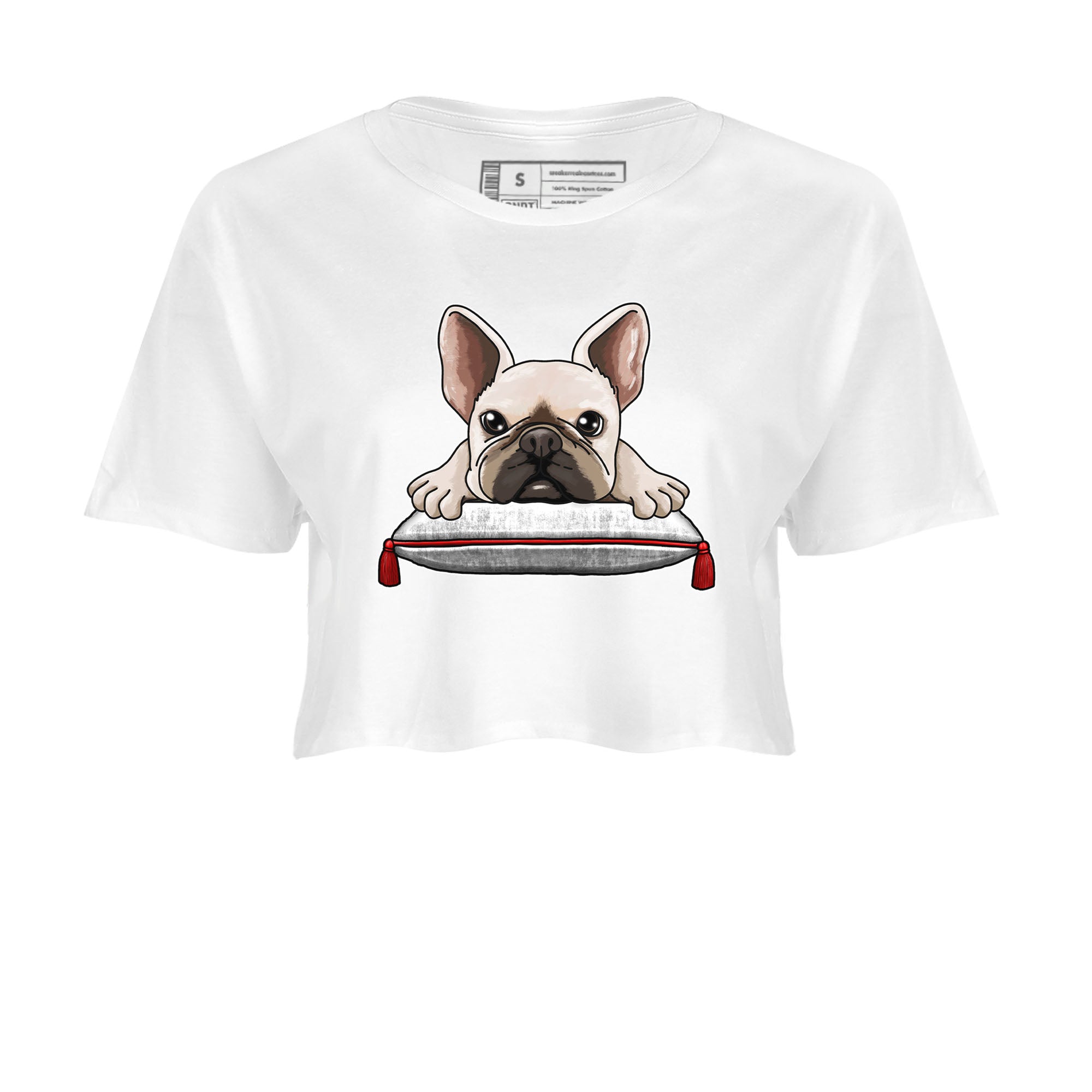 Jordan 12 Retro Cherry shirt to match jordans Varsity Red French Bulldog special sneaker matching tees 12s Cherry Drip Gear Zone White 2 Crop T-Shirt