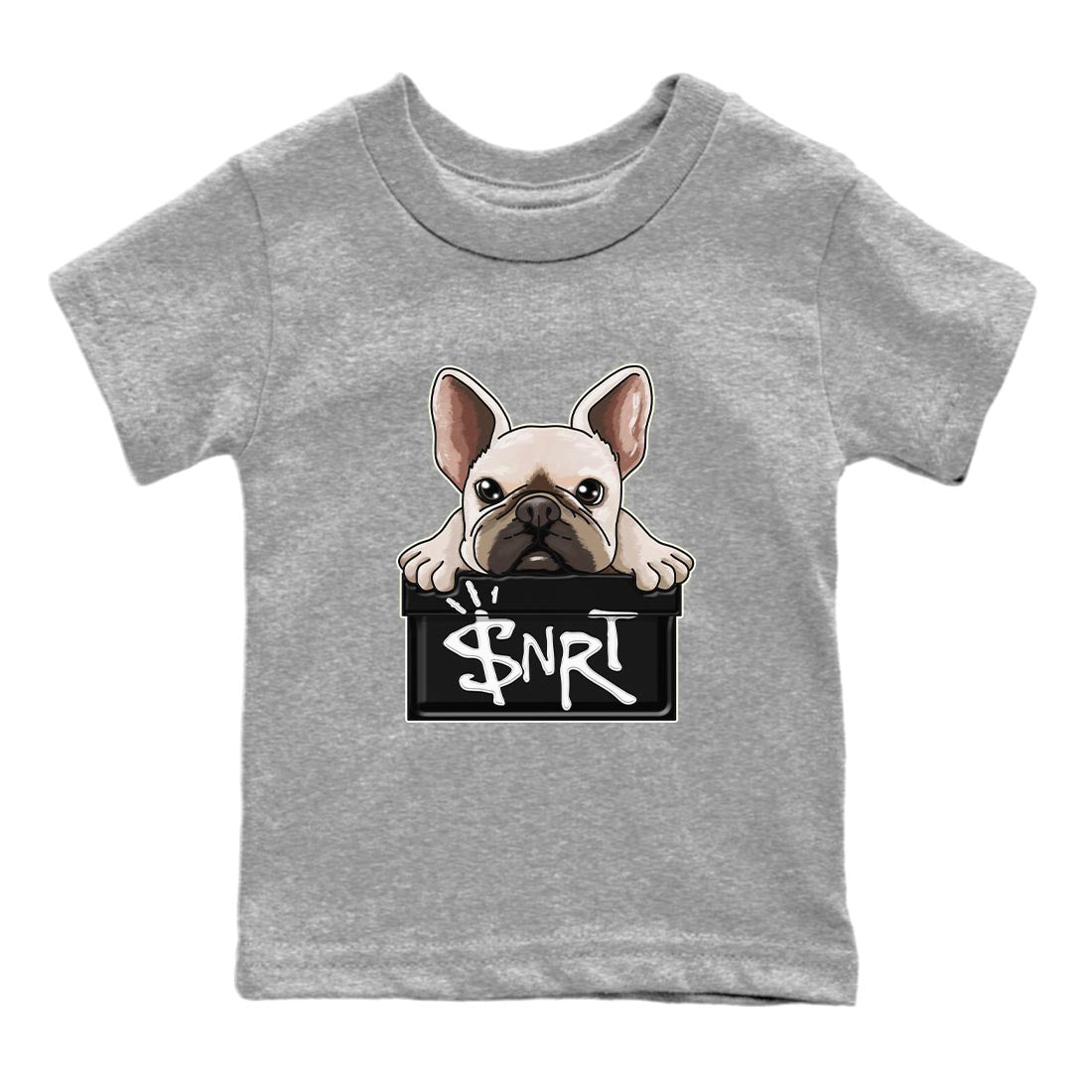 Air Jordan 13 Black Flint Sneaker Match Tees French Bulldog Streetwear Sneaker Shirt AJ 13s Black Flint Sneaker Release Tees Kids Shirts Heather Grey 2