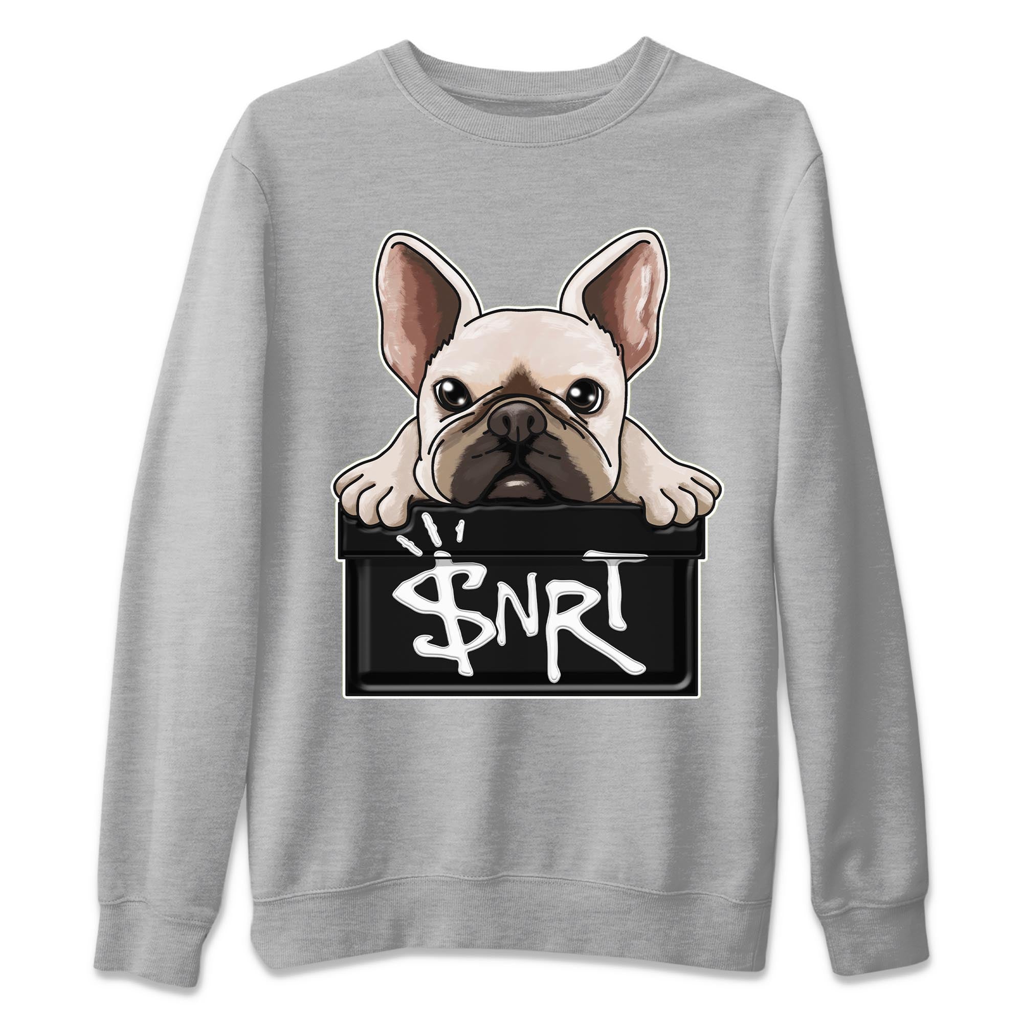 Air Jordan 13 Black Flint Sneaker Match Tees French Bulldog Streetwear Sneaker Shirt AJ 13s Black Flint Sneaker Release Tees Unisex Shirts Heather Grey 2