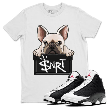 Air Jordan 13 Black Flint Sneaker Match Tees French Bulldog Streetwear Sneaker Shirt AJ 13s Black Flint Sneaker Release Tees Unisex Shirts White 1