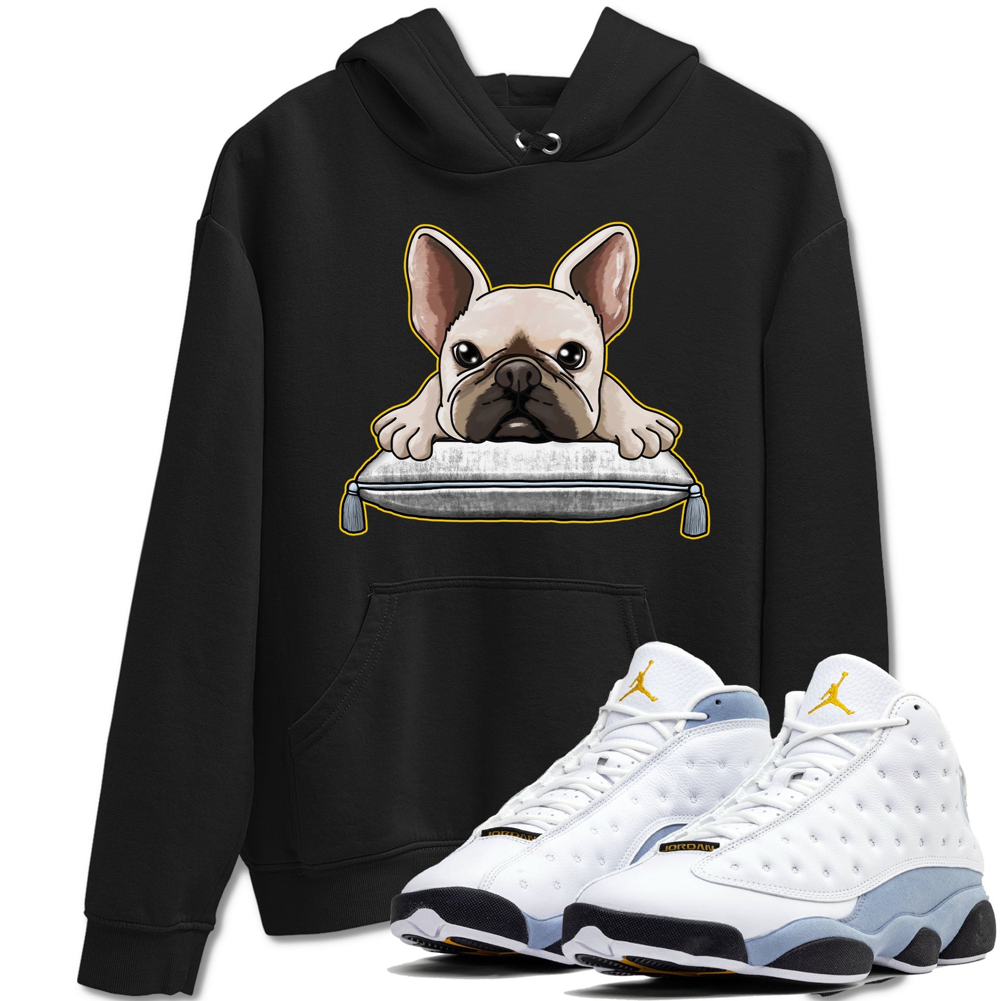 13s Blue Grey shirt to match jordans French Bulldog sneaker tees Air Jordan 13 Blue Grey Drip Gear Zone unisex cotton Black 1 crew neck shirt