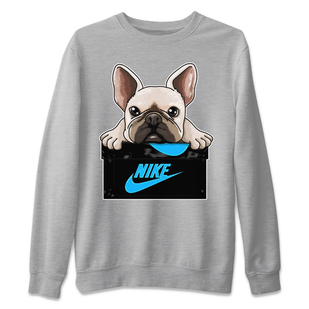 Jordan 13 UNC Sneaker Matching T-Shirt French Bulldog Sneaker Tees Jordan 13 UNC Sneaker Release Tees Crew Neck Tees