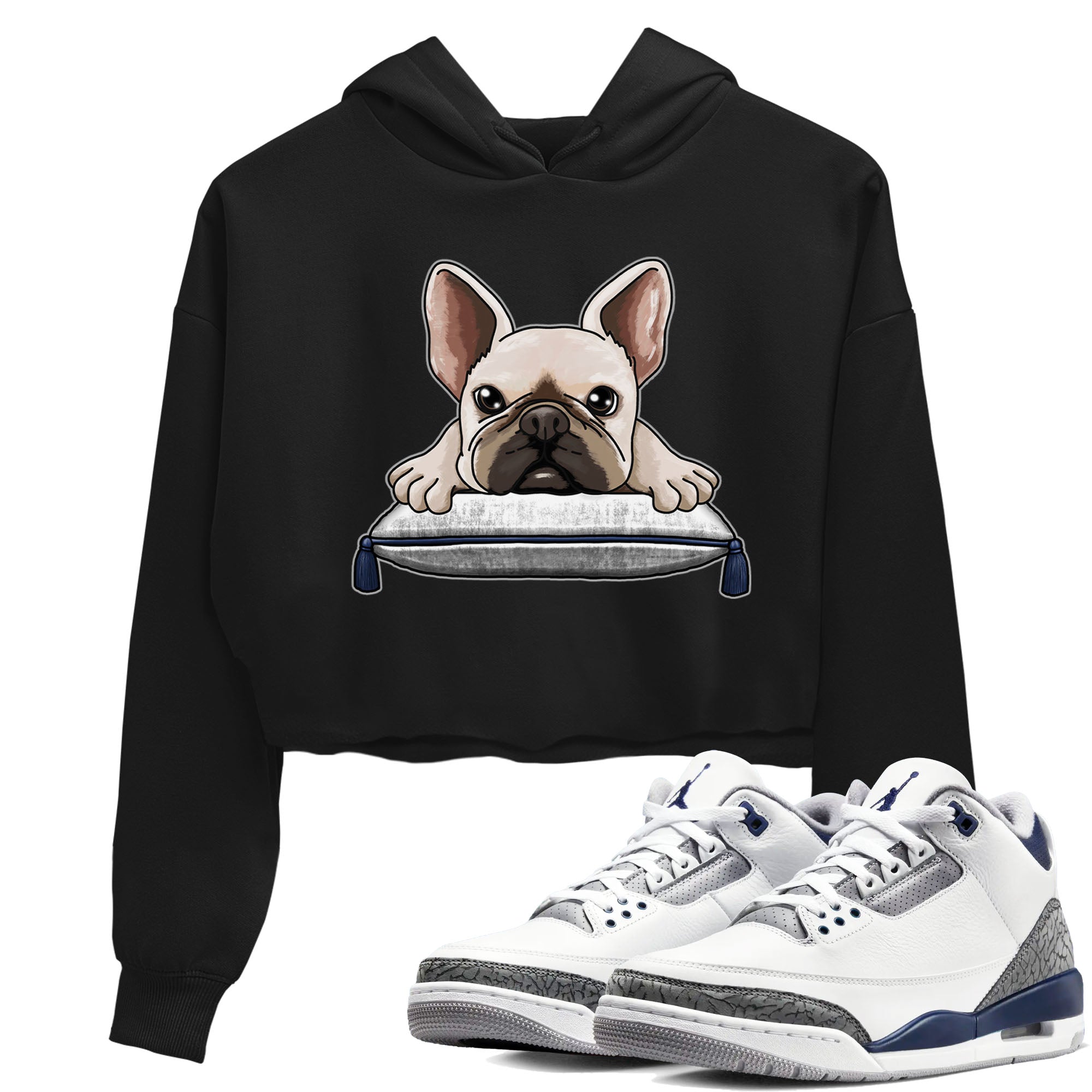 Air Jordan 3 Retro Midnight Navy shirt to match jordans French Bulldog sneaker shirt 3s Midnight Navy Drip Gear Zone Black 1 crop shirt