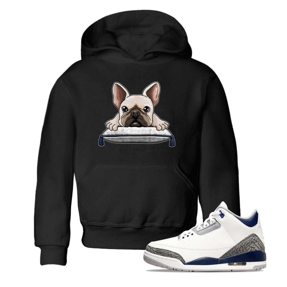 Air Jordan 3 Retro Midnight Navy shirt to match jordans French Bulldog sneaker shirt 3s Midnight Navy Drip Gear Zone baby toddler Black 1 cotton Shirt