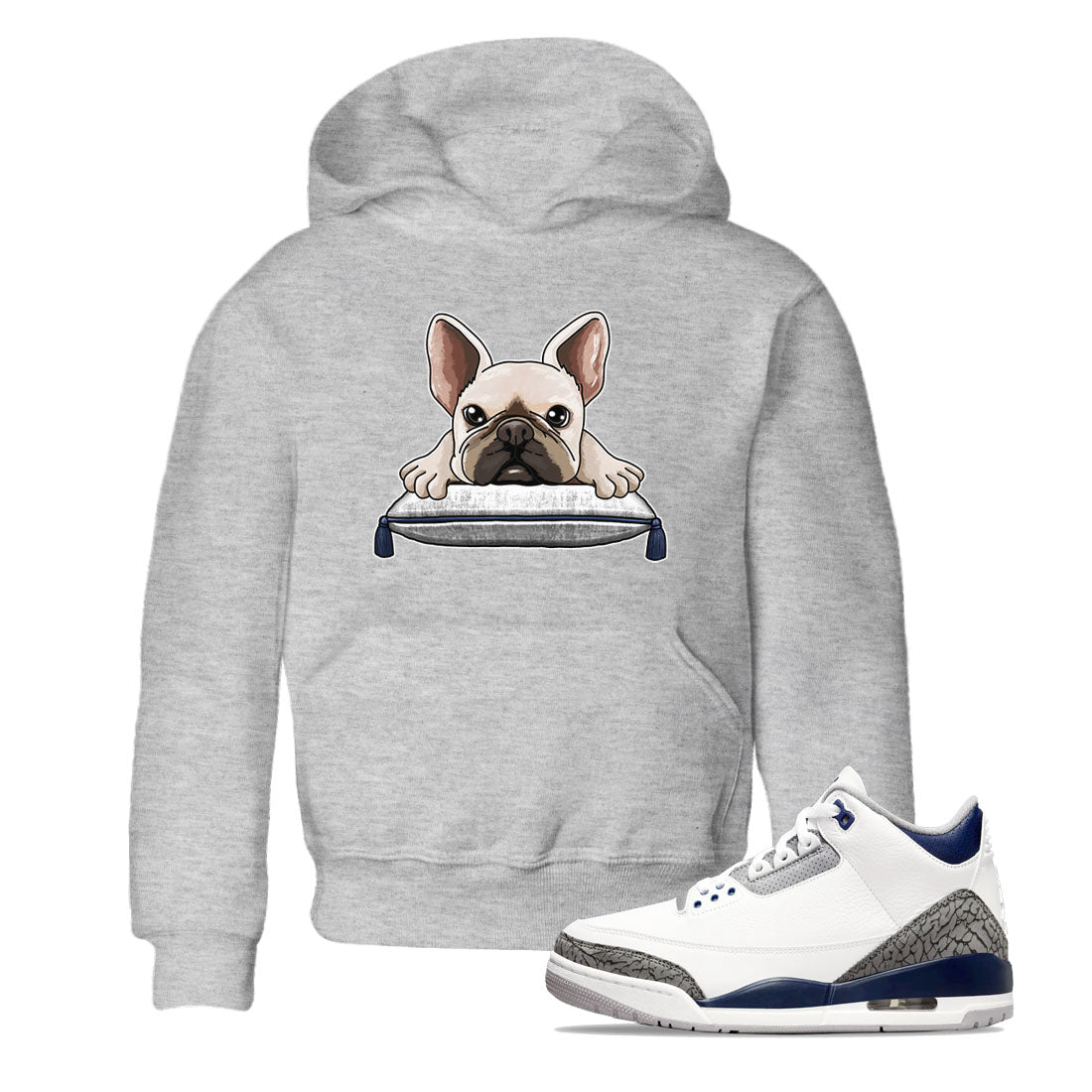 Air Jordan 3 Retro Midnight Navy shirt to match jordans French Bulldog sneaker shirt 3s Midnight Navy Drip Gear Zone baby toddler Heather Grey 1 cotton Shirt