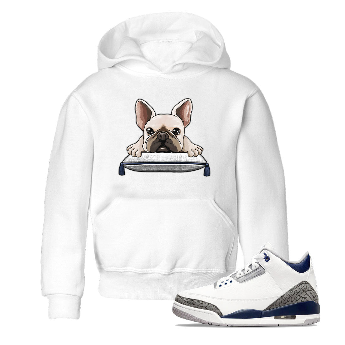 Air Jordan 3 Retro Midnight Navy shirt to match jordans French Bulldog sneaker shirt 3s Midnight Navy Drip Gear Zone baby toddler White 1 cotton Shirt