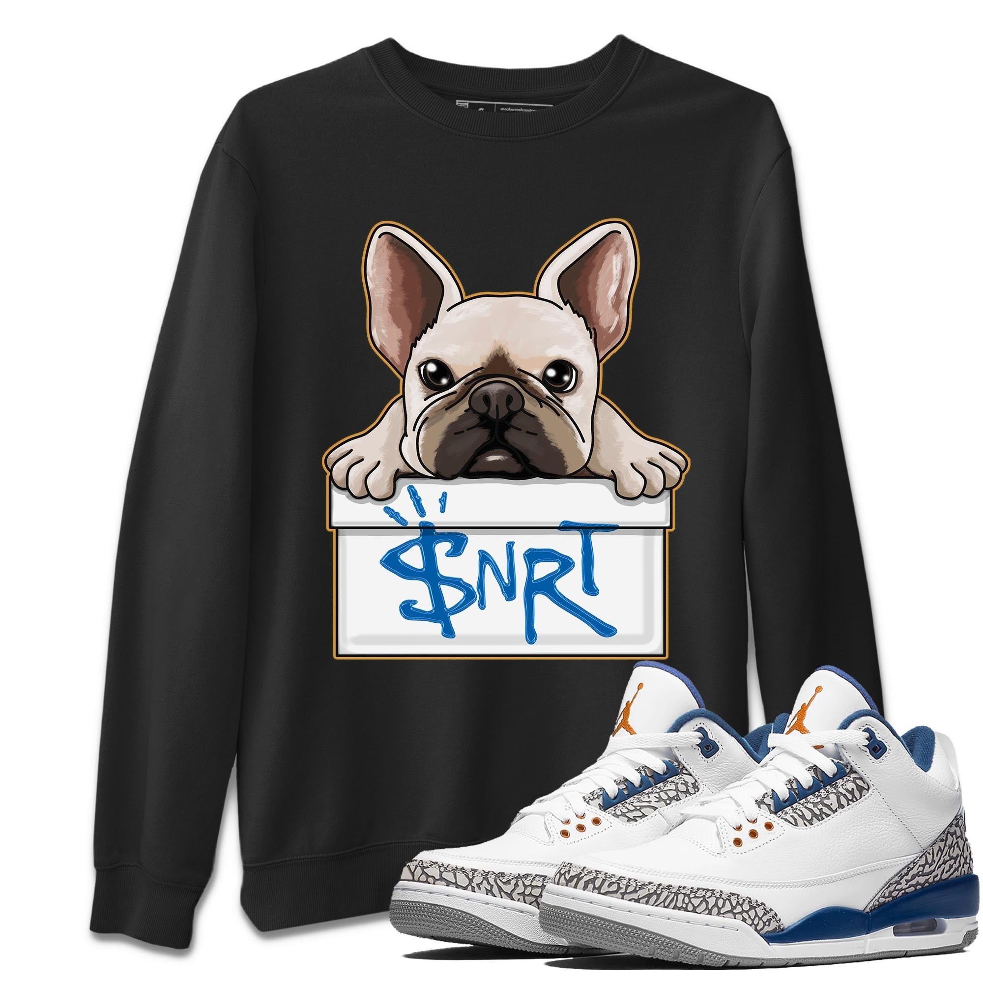 Air Jordan 3 Wizards French Bulldog Crew Neck Streetwear Sneaker Shirt Air Jordan 3 Wizards Sneaker T-Shirts Washing and Care Tip