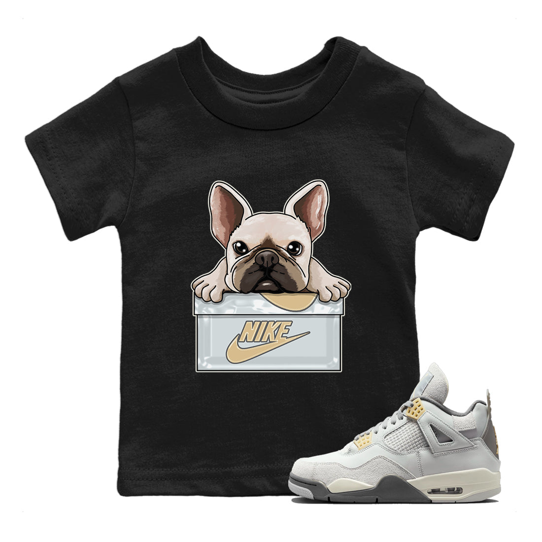 Jordan 4 Craft Sneaker Matching T-Shirt French Bulldog Sneaker Tees Jordan 4 Craft Sneaker Release Tees Kids Shirts