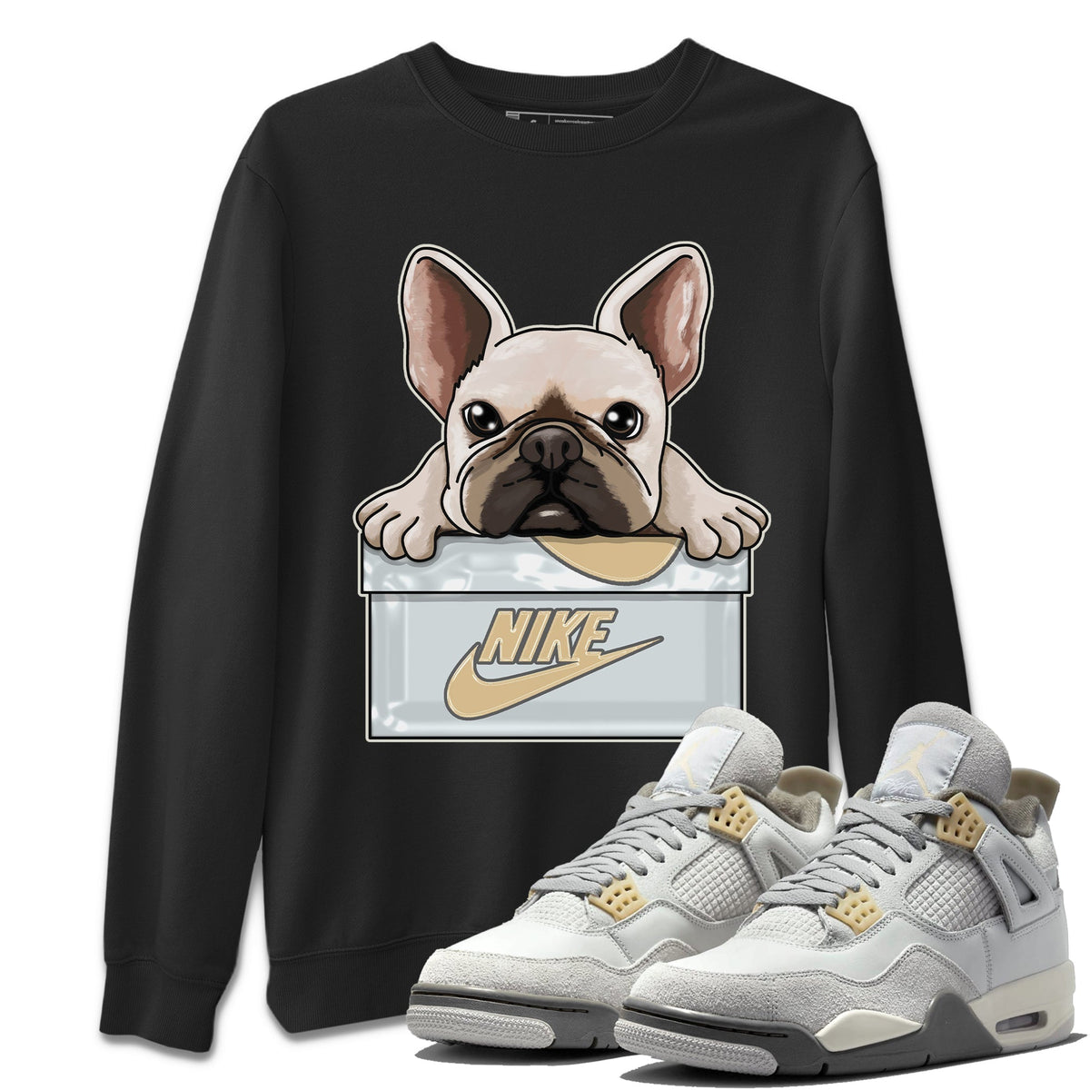 Jordan 4 Craft Sneaker Matching T-Shirt French Bulldog Sneaker Tees Jordan 4 Craft Sneaker Release Tees Crew Neck Tees