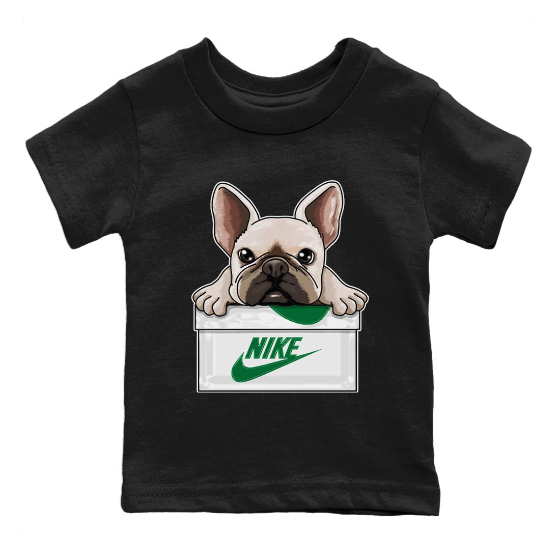 Air Jordan 4 Pine Green Sneaker Match Tees French Bulldog Streetwear Sneaker Shirt AJ 4s Pine Green Sneaker Release Tees Kids Shirts Black 2