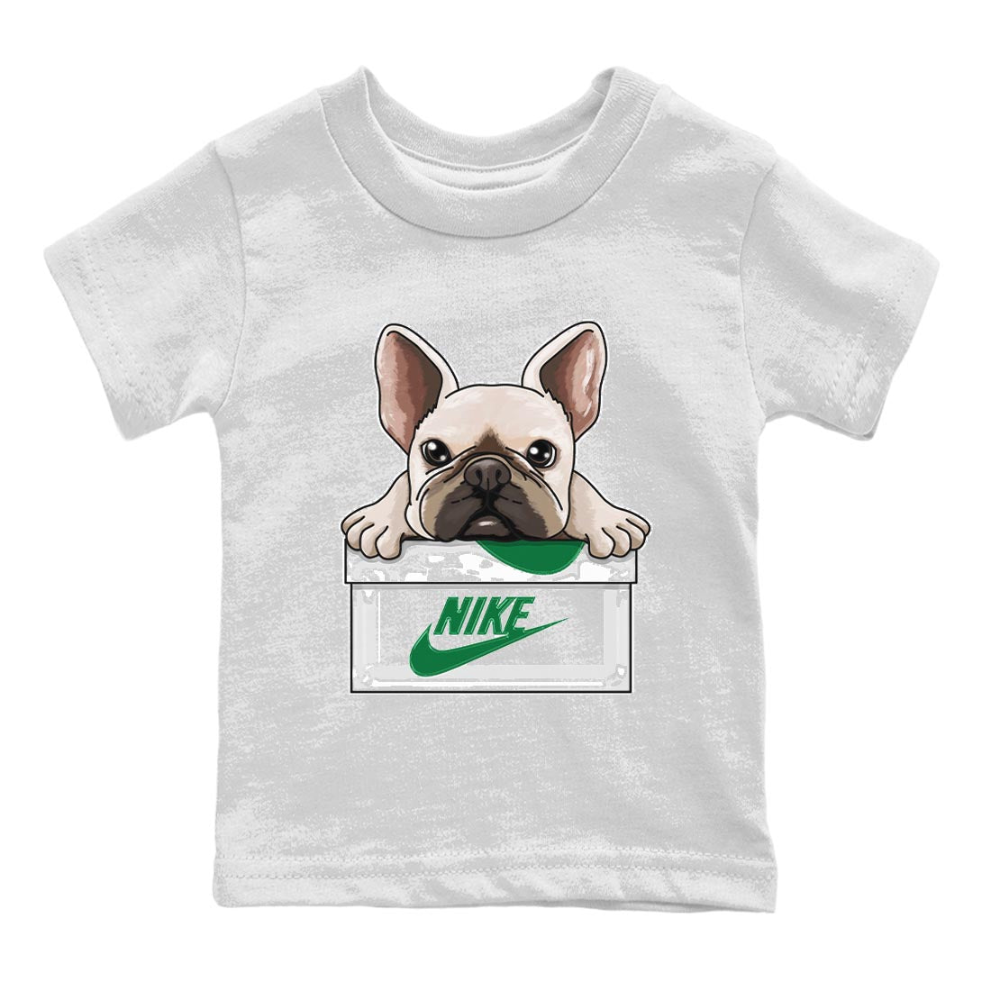 Air Jordan 4 Pine Green Sneaker Match Tees French Bulldog Streetwear Sneaker Shirt AJ 4s Pine Green Sneaker Release Tees Kids Shirts White 2