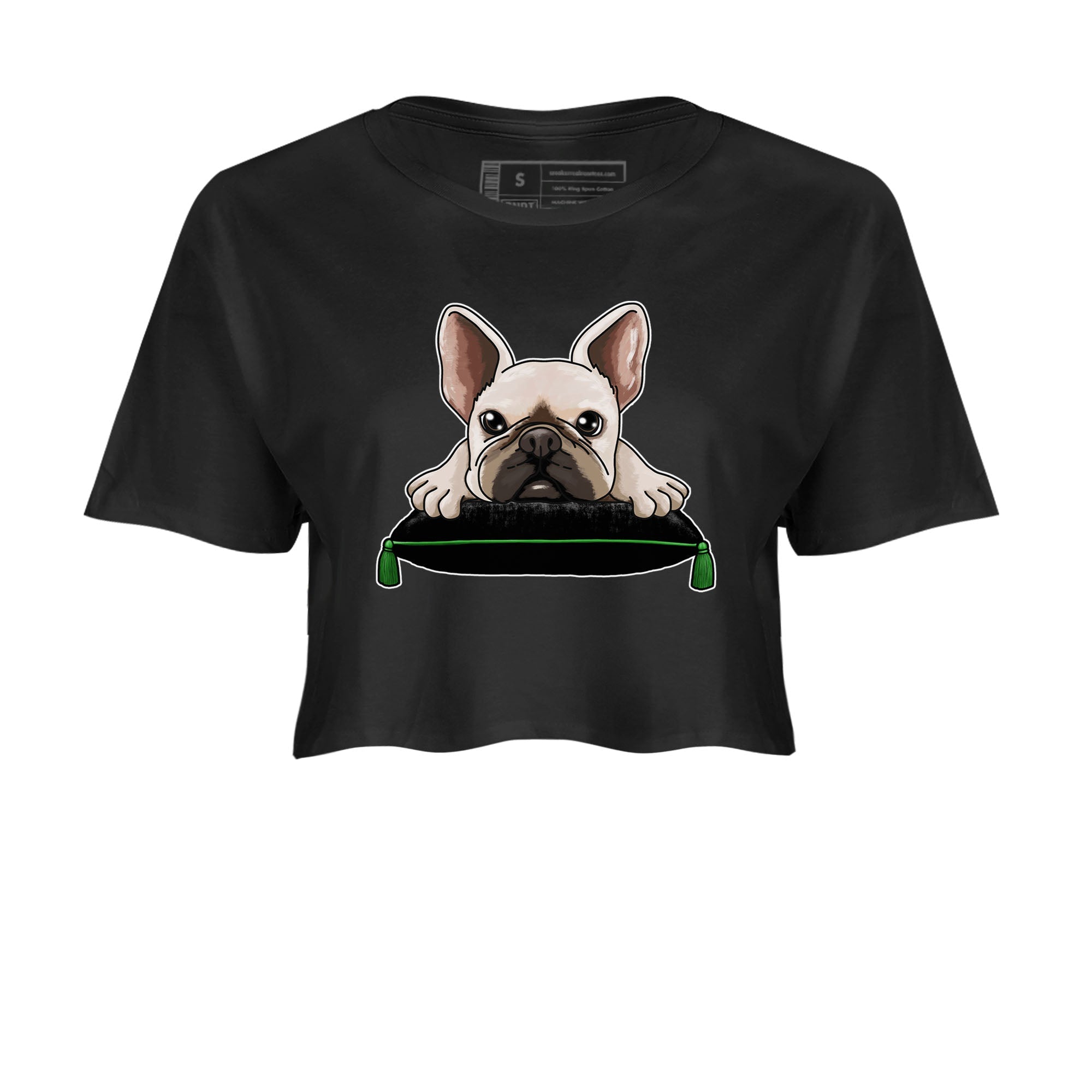 5s Lucky Green shirt to match jordans French Bulldog sneaker tees Air Jordan 5 Lucky Green Drip Gear Zone Black 2 crop length shirt