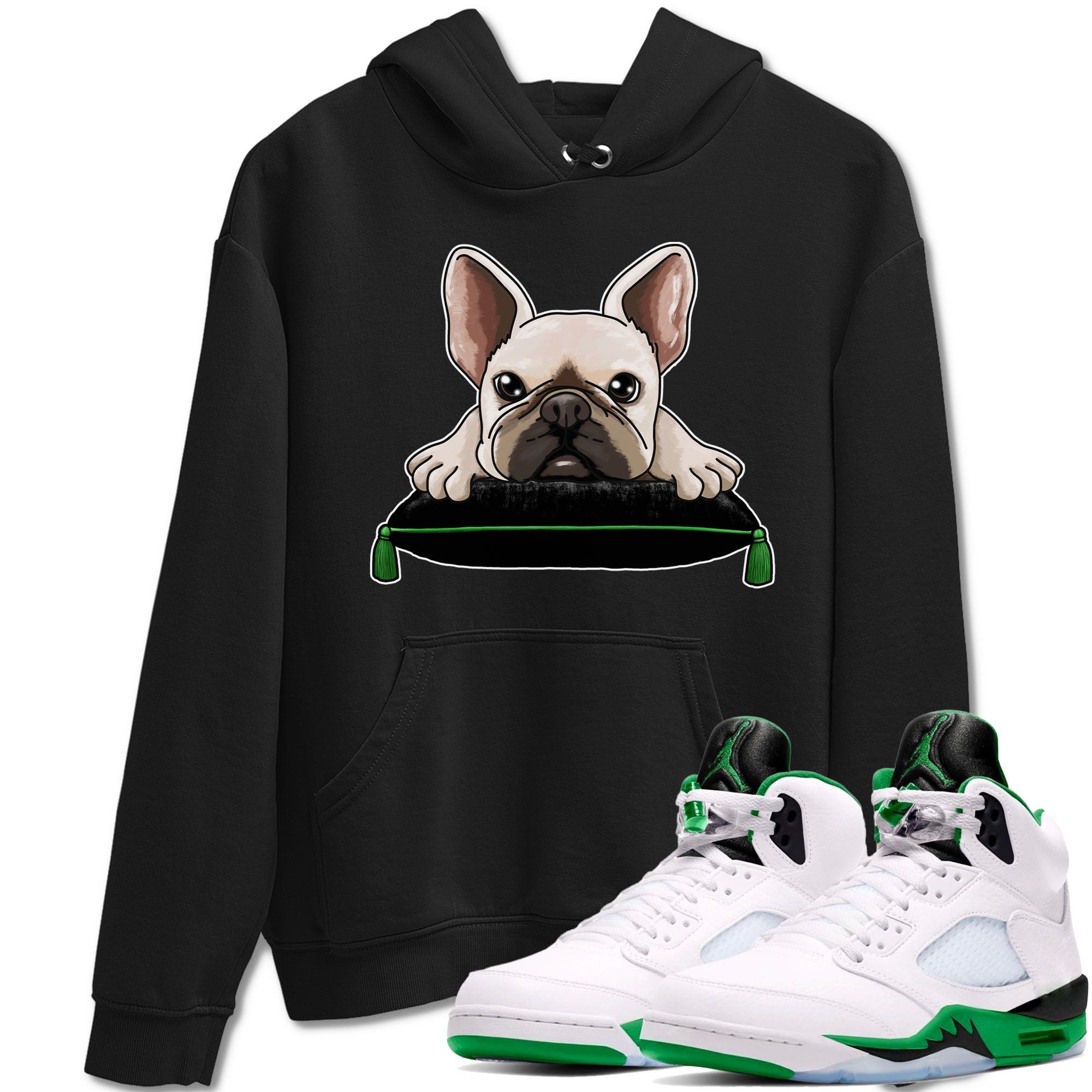 5s Lucky Green shirt to match jordans French Bulldog sneaker tees Air Jordan 5 Lucky Green Drip Gear Zone unisex cotton Black 1 crew neck shirt