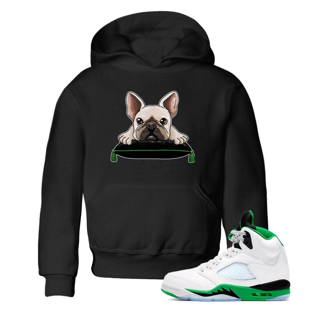 5s Lucky Green shirt to match jordans French Bulldog sneaker tees Air Jordan 5 Lucky Green Drip Gear Zone baby toddler Black 1 cotton Shirt